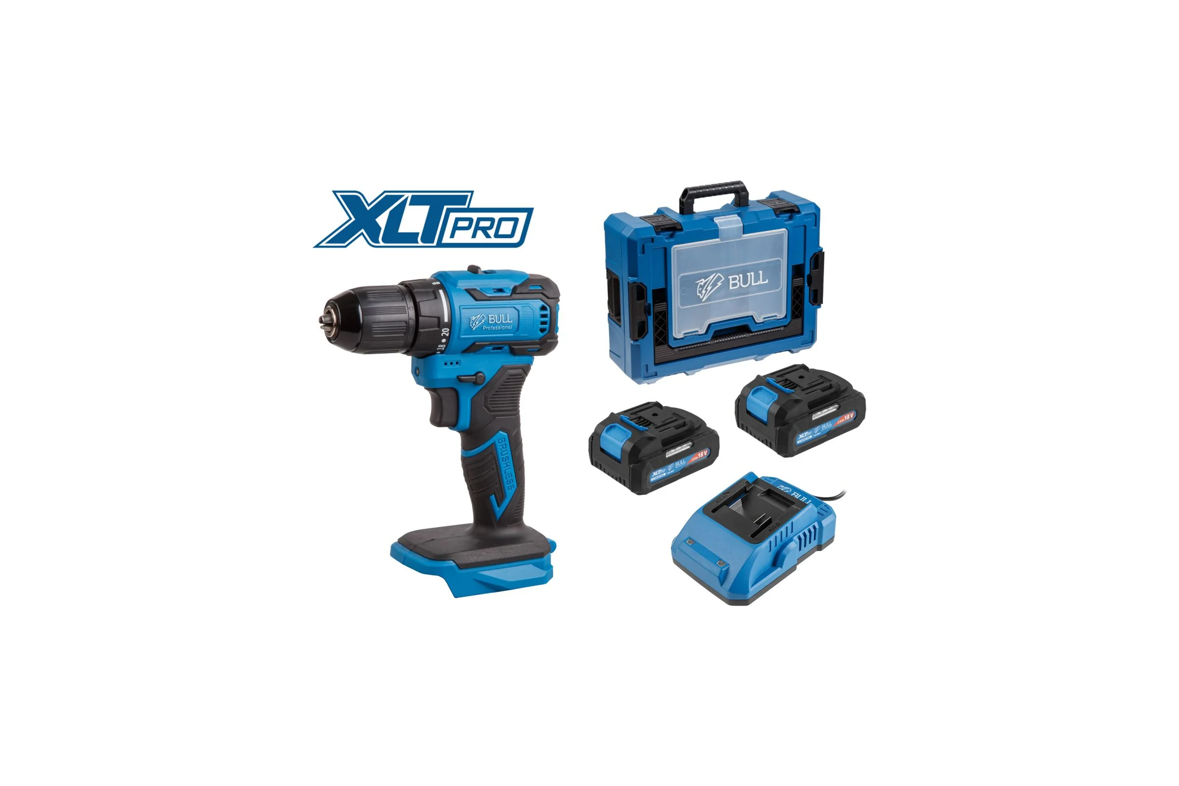 Аккуммуляторная дрель-шуруповерт BULL SR 1804 Xcase XLTpro БЕСЩЕТ., Импульс., 18 В, 45 Н*м, 2x2 А*ч, з/у 2 А 1329881