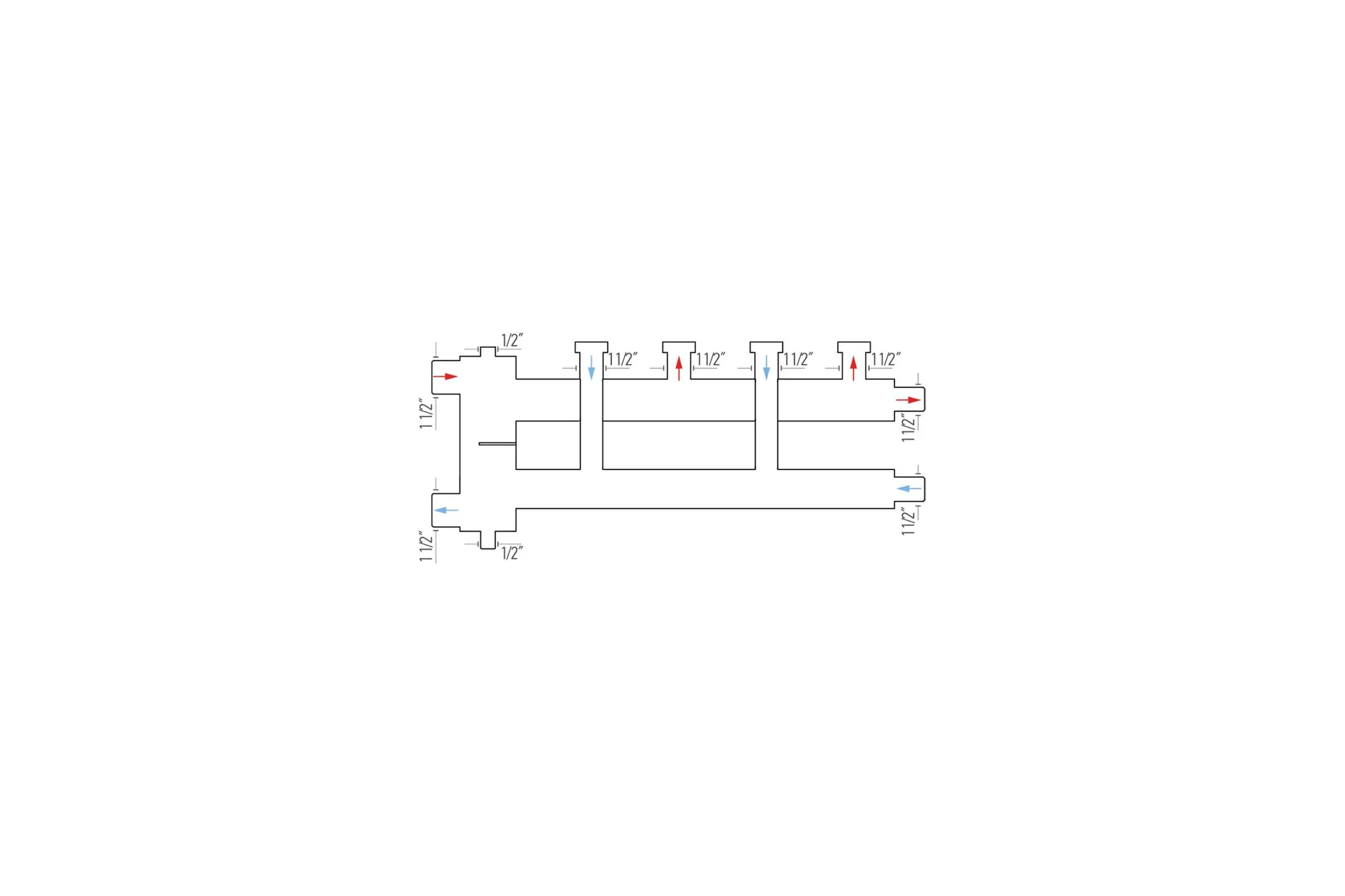 Коллектор-дублёр Millennium 2+1 с гидрострелкой 1½" × 1½" наружная/внутренняя — коллекторная группа отопления PRO MKDG4085.21F