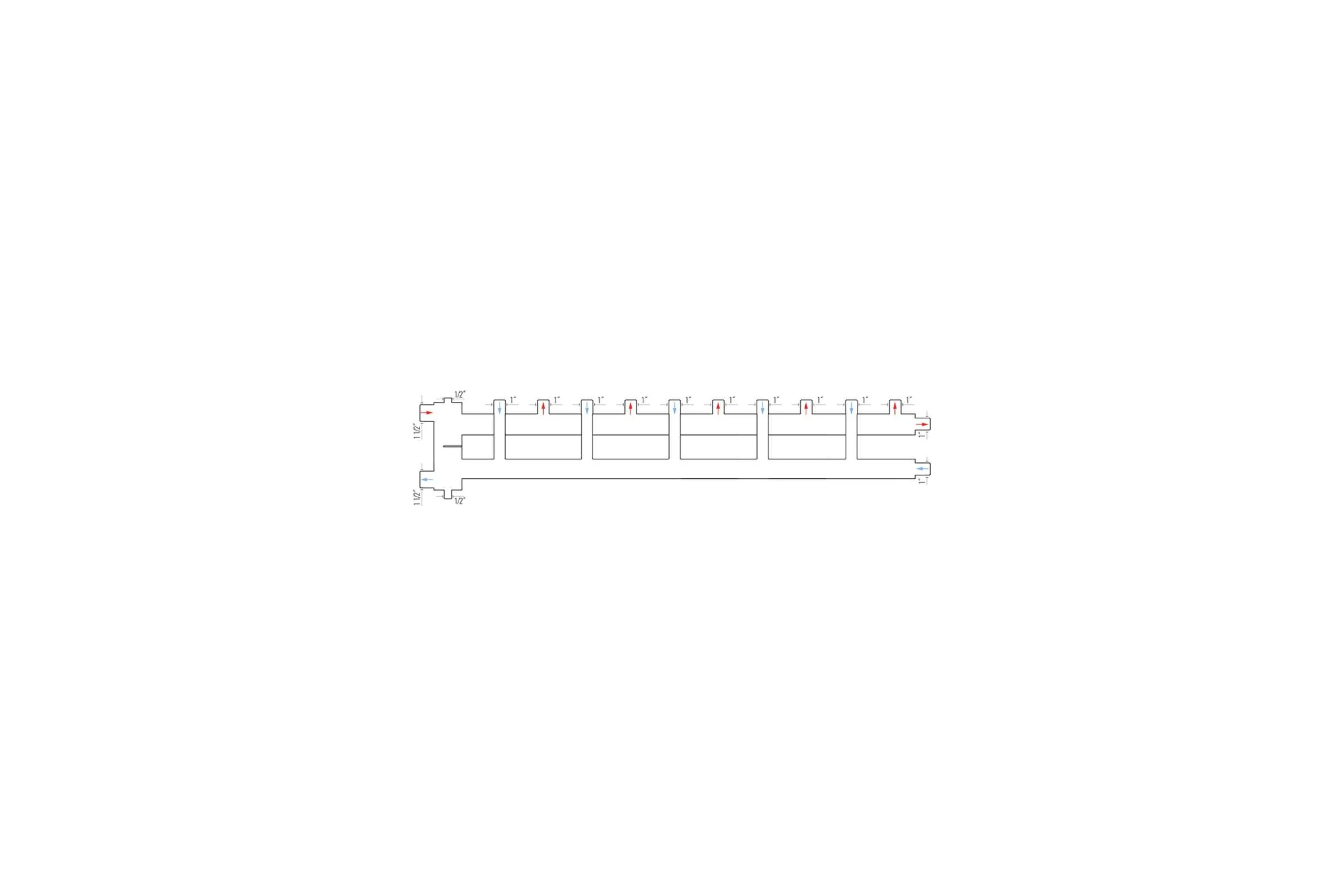Коллектор-дублер 5+1 с боковым контуром и гидрострелкой 1 1/2" × 1" наружная резьба Millennium MKDG2585.51M