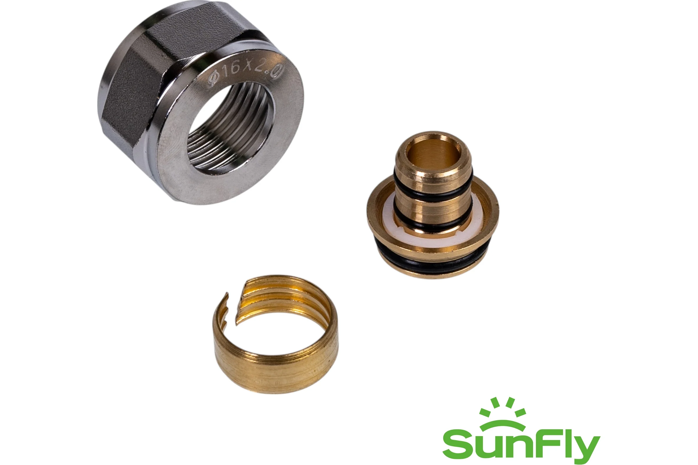 Компрессионный фитинг для труб SUNFLY O16x2.0x3/4 Евроконус (XF30606A-34-1216), 10 шт SF0343440