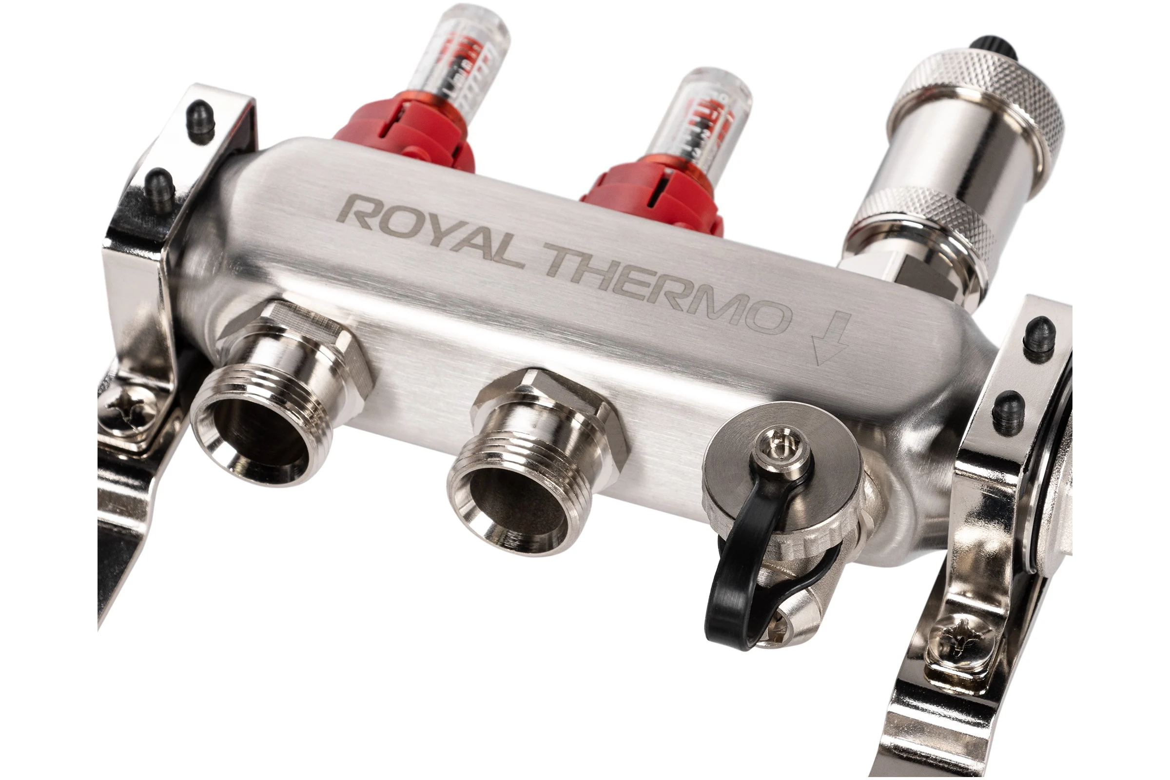 Коллектор нержавеющий в сборе с расходомерами ROYAL THERMO 1 ВР-3/4 НР с автоматоматическими воздухоотводами, 2 выхода НС-1665623