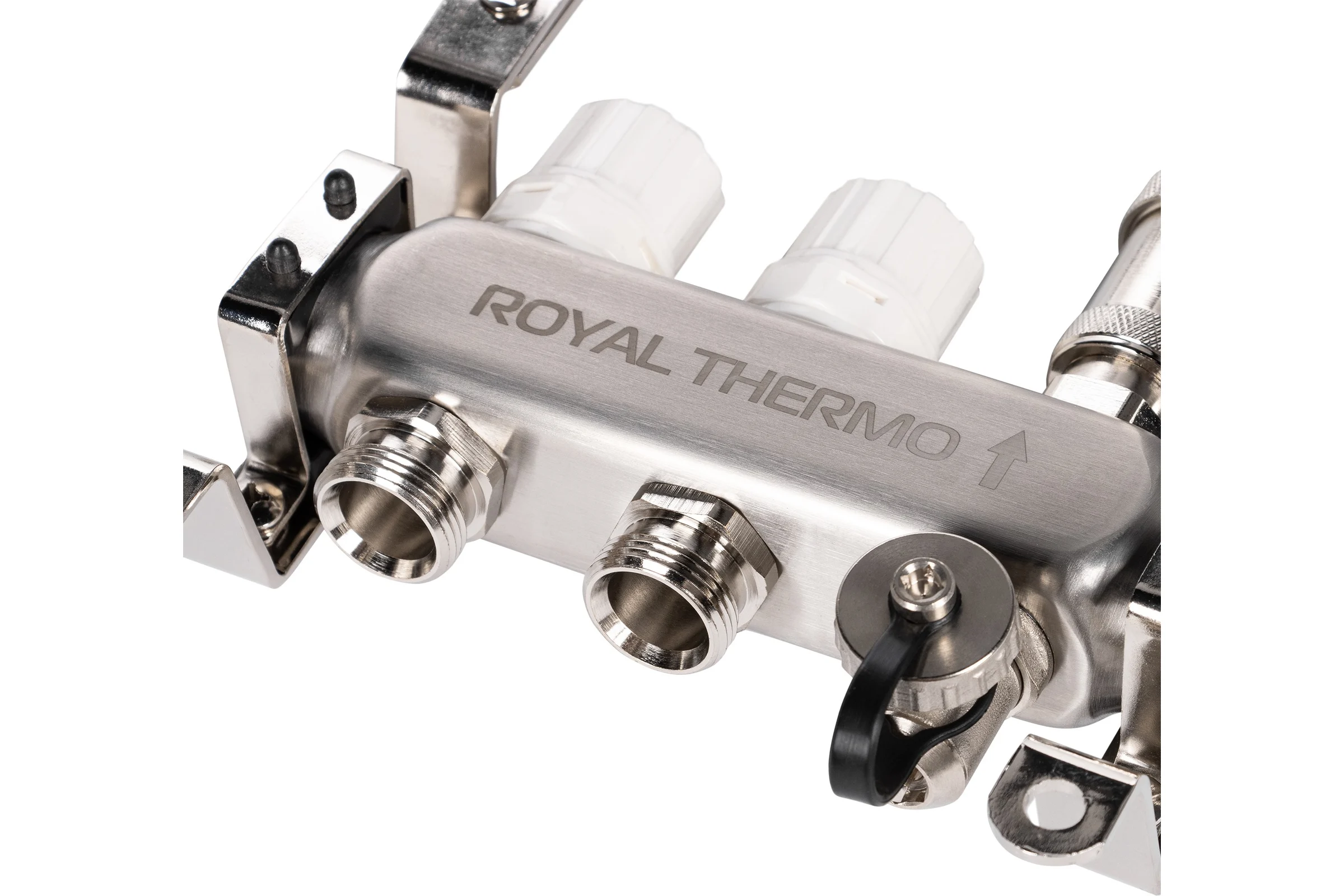 Коллектор нержавеющий в сборе с расходомерами ROYAL THERMO 1 ВР-3/4 НР с автоматоматическими воздухоотводами, 2 выхода НС-1665623