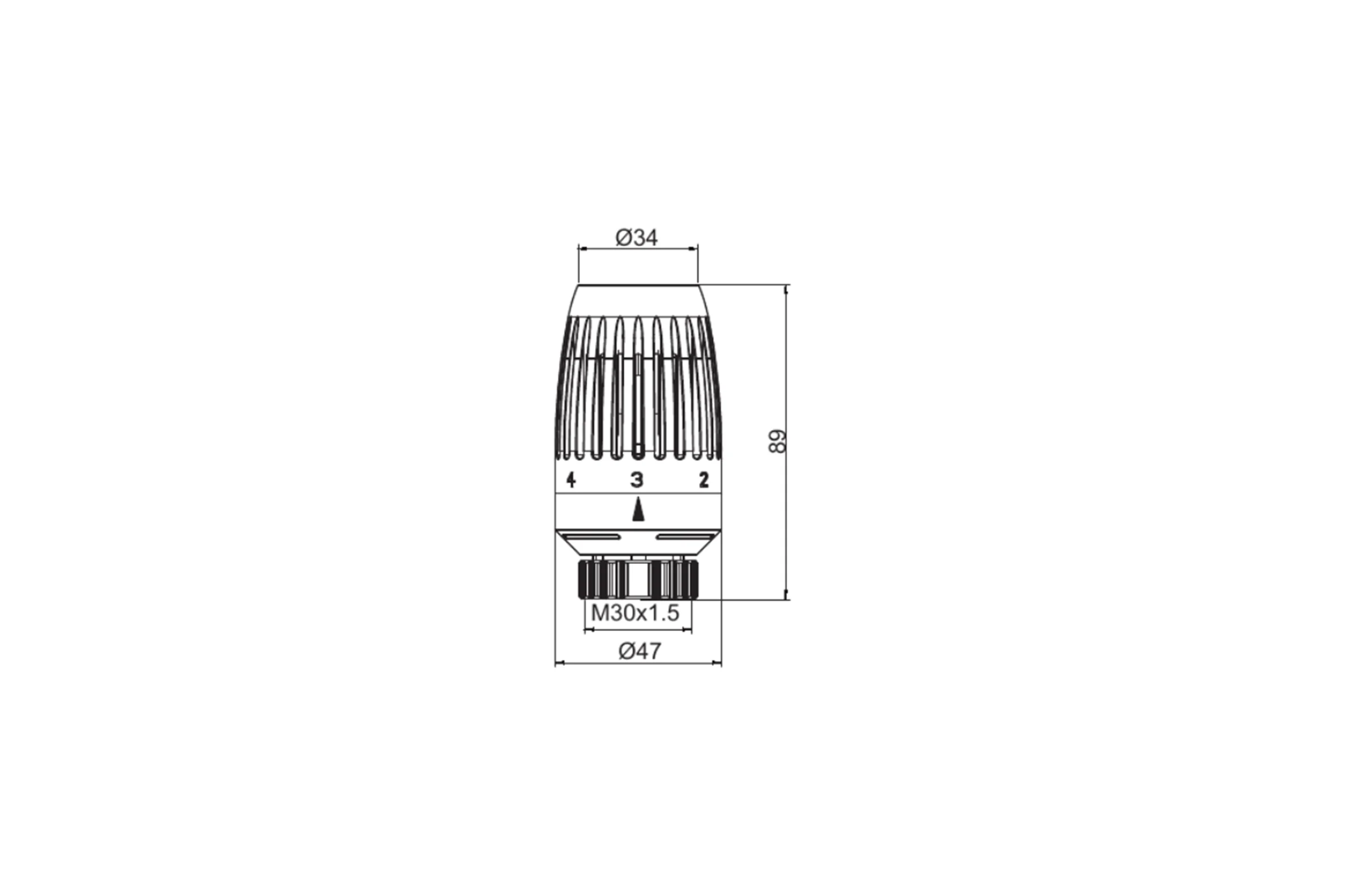 Термостатическая головка Primoclima Armature Fly, М30x1,5, белый PCHEADGW