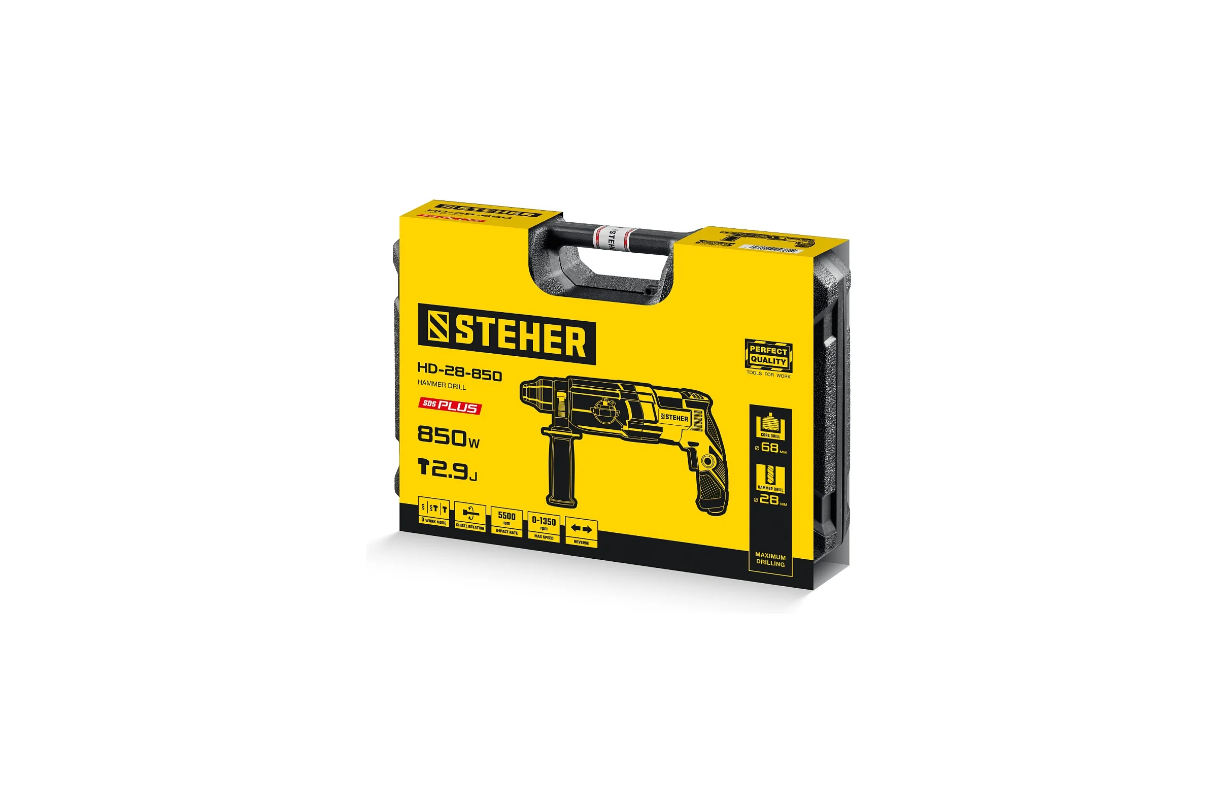 Перфоратор STEHER 28 мм, 850 Вт, SDS Plus HD-28-850