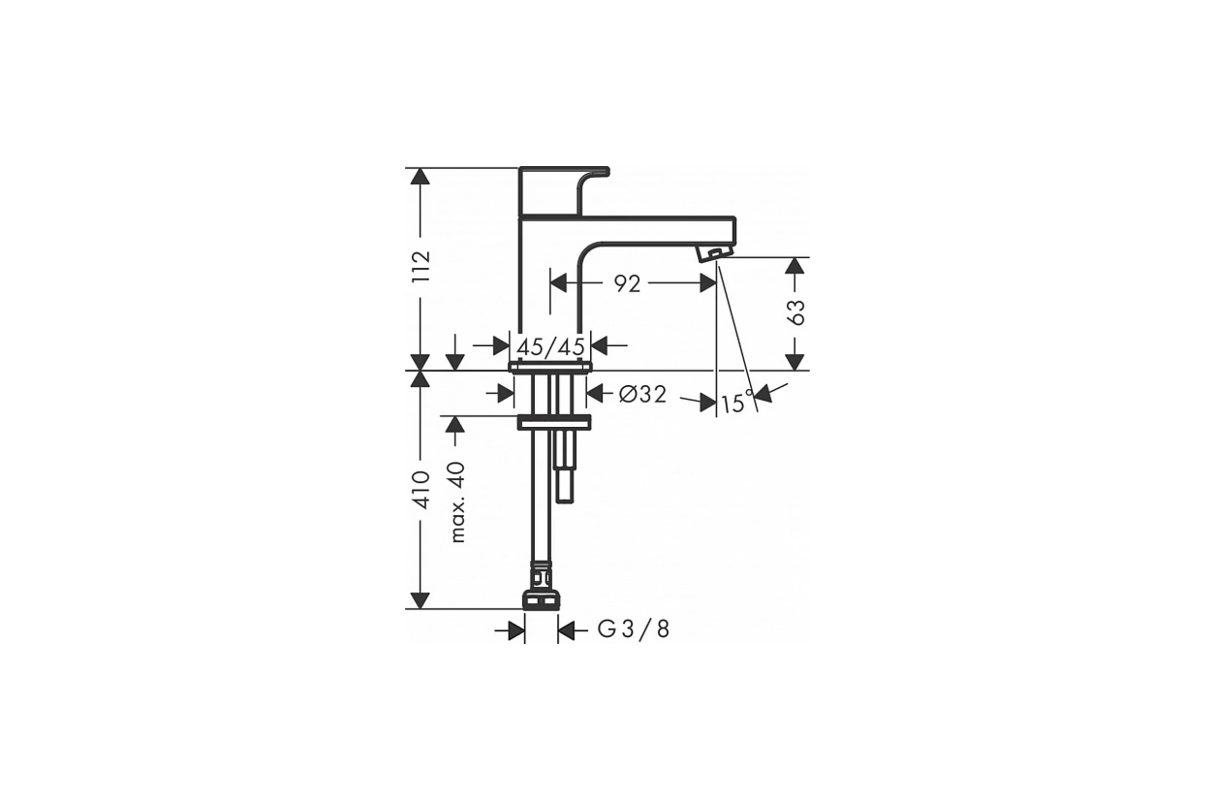 Кран для холодной воды Hansgrohe Vernis Shape 70 без сливного набора, матовый черный 71592670