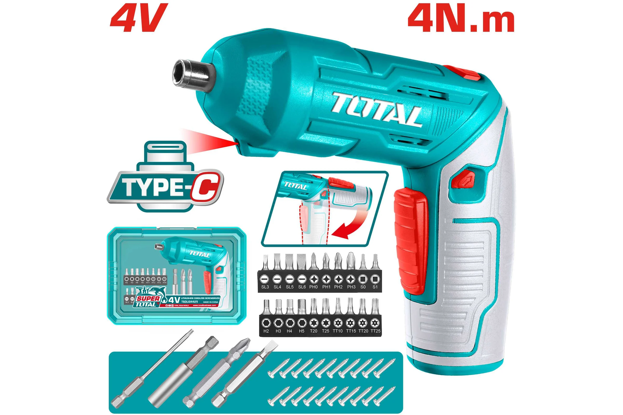 Отвертка аккумуляторная TOTAL 240 Нм TSDLI04425