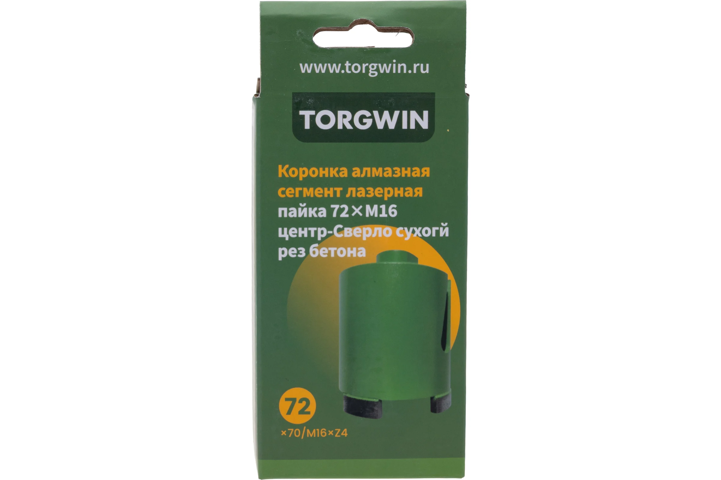 Коронка алмазная TORGWIN M16 сухой рез по бетону лазерная пайка 72 мм T1970140