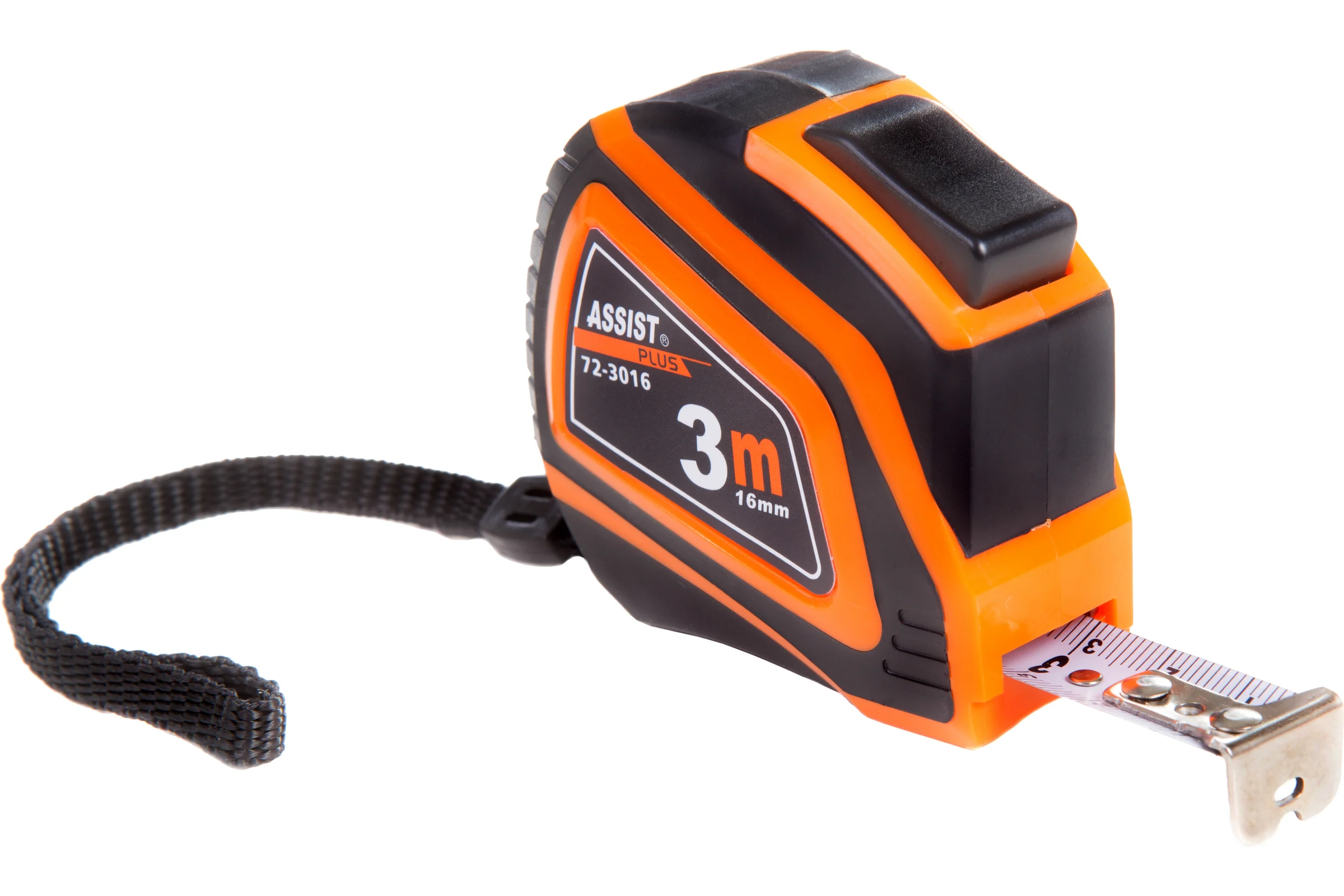 Рулетка NOVOCRAFT ASSIST ПРОФИ, 3 м, 16 мм, 12/120 SELF-STOP, ABS, лента белая, нейлон ASSIST0316