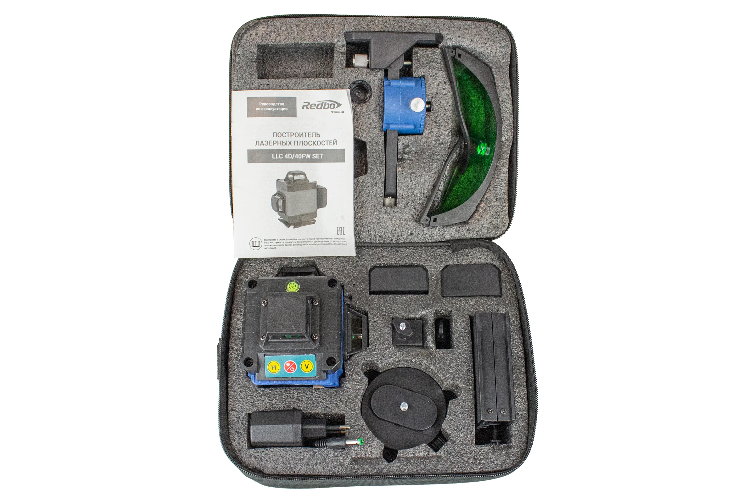 Построитель лазерных плоскостей Redbo LLC 4D/40FW combo (40м., 16 зеленых лучей, 1/4",подставка, тре 37649