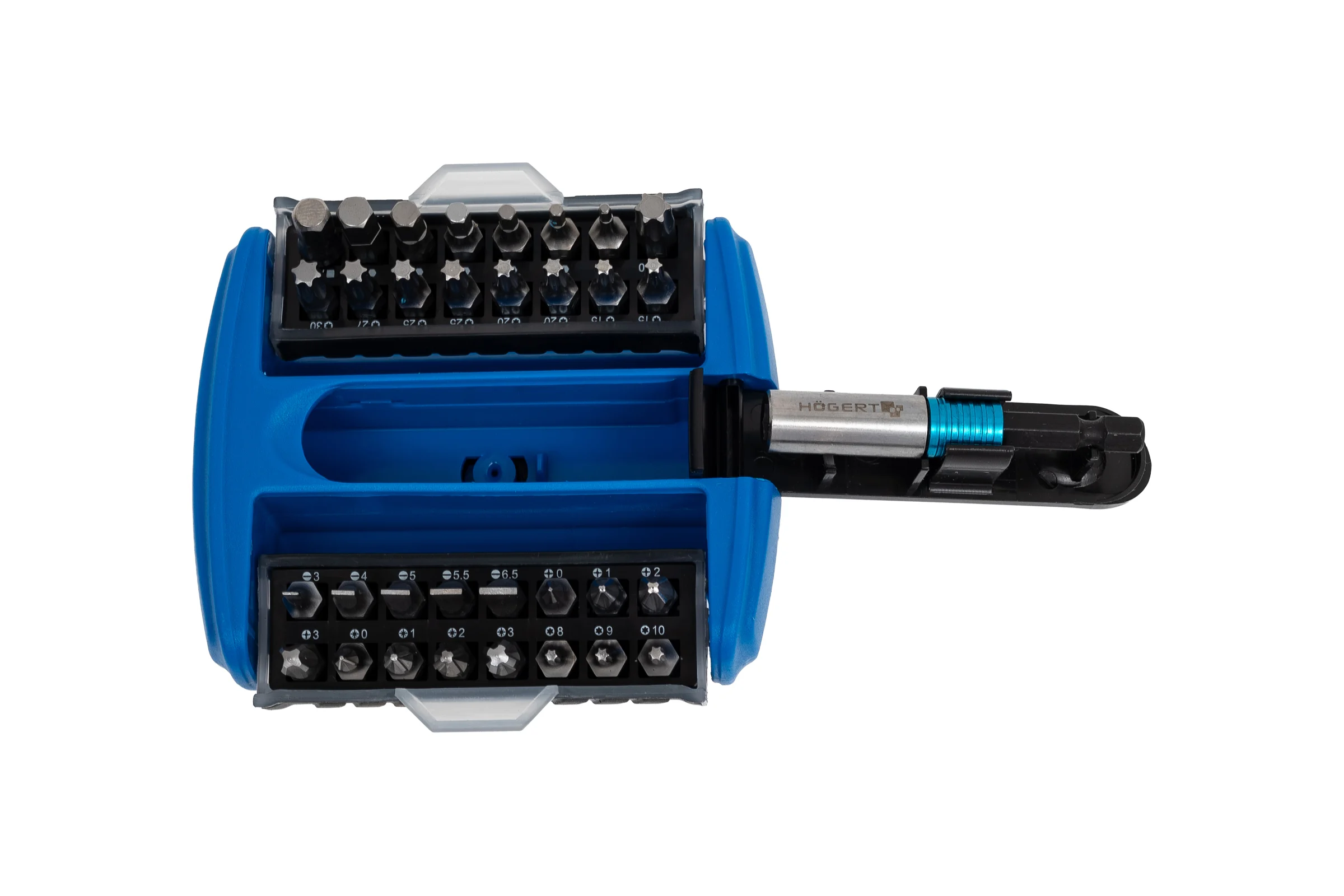 Набор бит с битодержателем 1/4, SL, PH, PZ, HEX, Torx, 33 шт. HOEGERT TECHNIK HT1S402