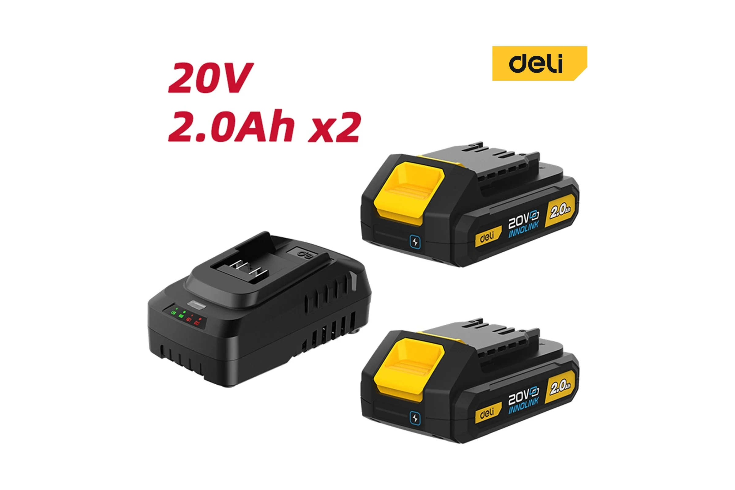 Набор аккумулятор и зарядное устройство DELI Innolink DL-CM20A2E (2 Акб, 20Вх2Ач + ЗУ, Li-ion) 163047
