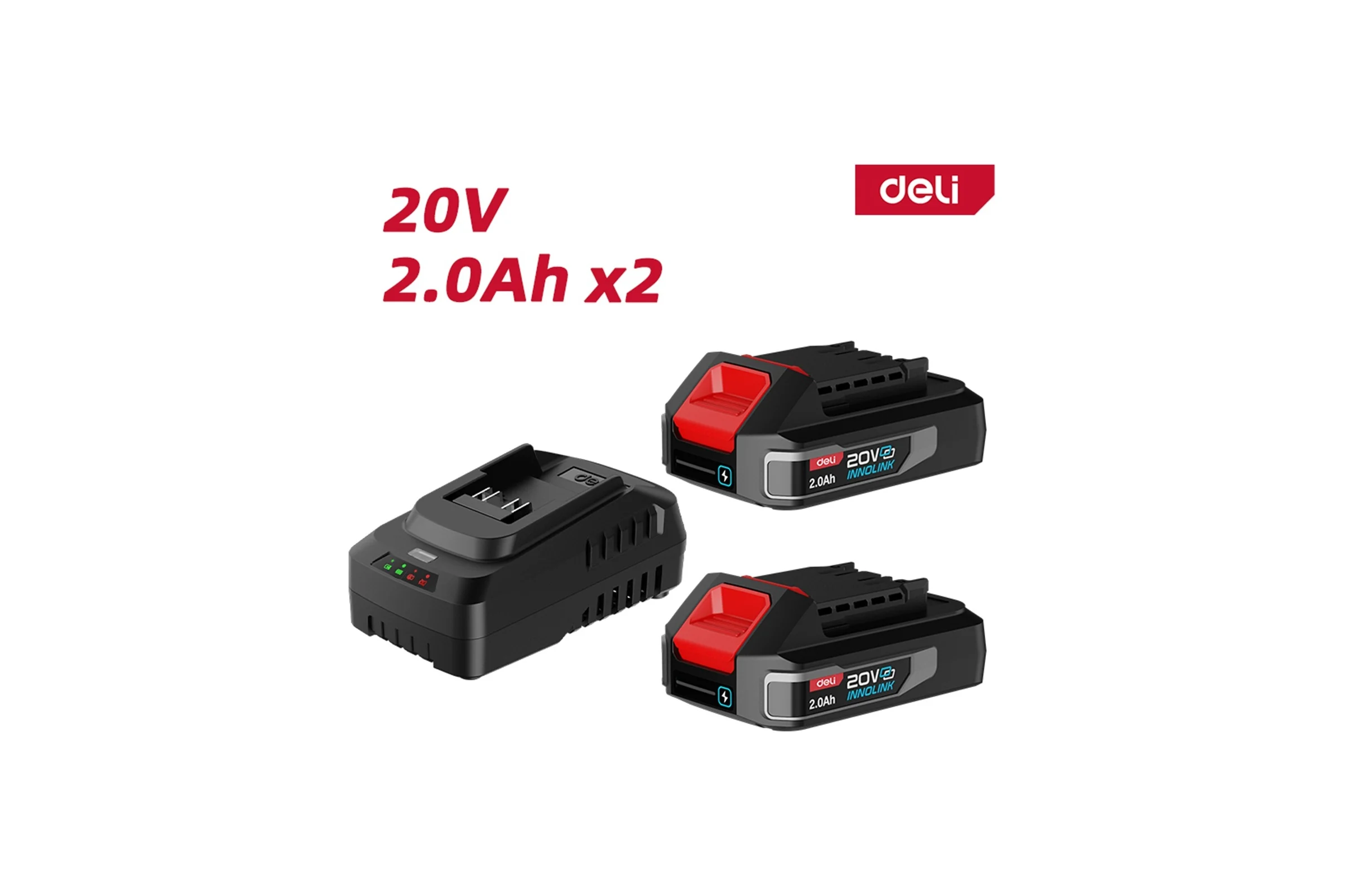 Набор аккумулятор и зарядное устройство DELI Innolink DE-CM20A2E (2 Акб, 20Вх2Ач + ЗУ, Li-ion) 163062