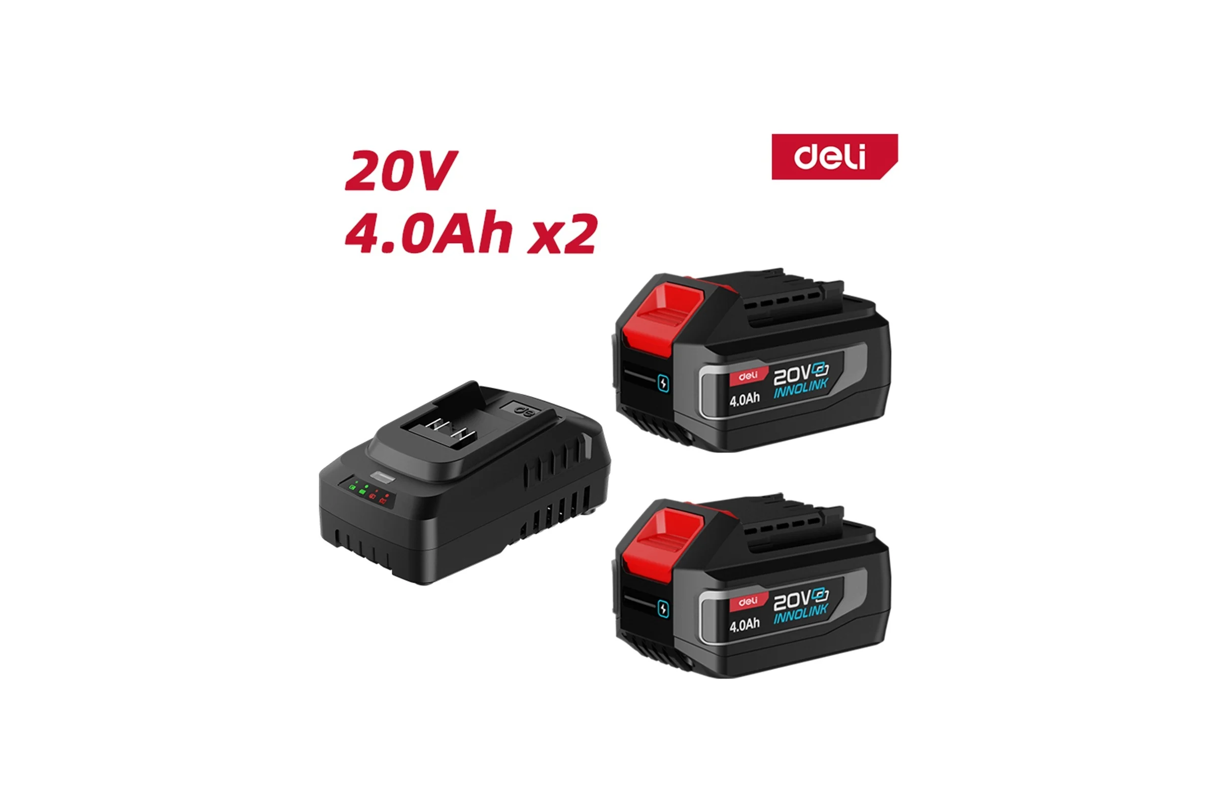Набор аккумулятор и зарядное устройство DELI Innolink DE-CM20A4E (2 Акб, 20Вх4Ач + ЗУ, Li-ion) 163065