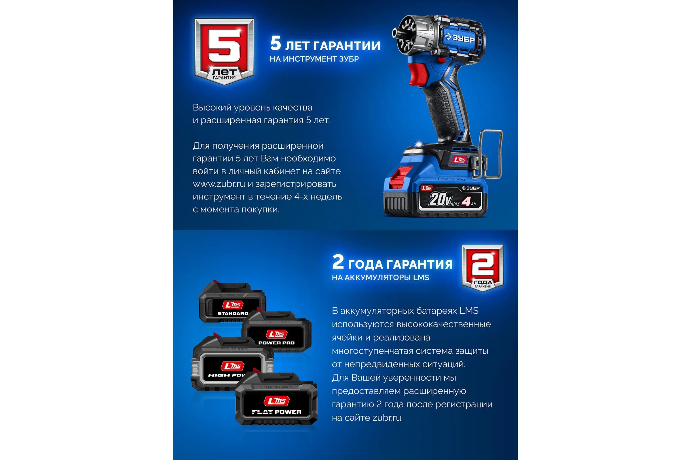 Аккумулятор ЗУБР LMS, Power PRO, 20 В, 2.0 А·ч, Профессионал BP-P-20-2