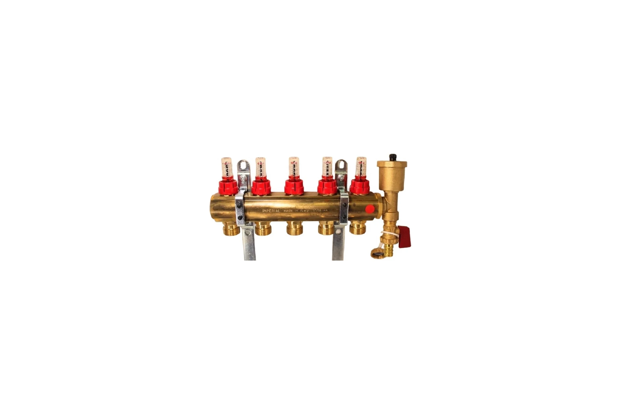 Коллекторная группа Imperial 1x3/4 EK- 4 выхода с расходомерами, 6 bar, воздухоспускники, сливной кран 811.04