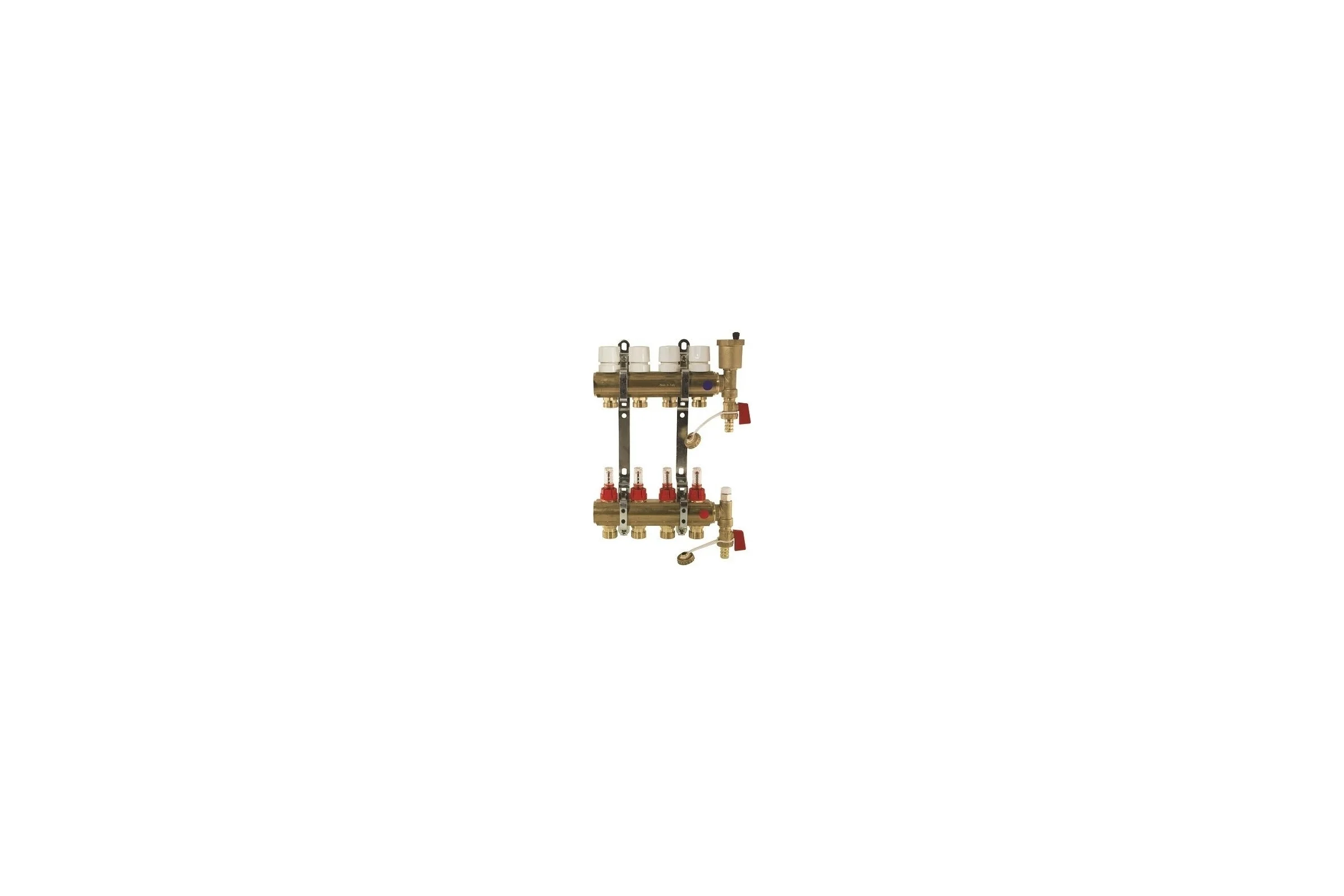 Коллекторная группа Imperial 1x3/4 EK- 9 выходов с расходомерами, 6 bar, воздухоспускники, сливной кран Италия 811.09