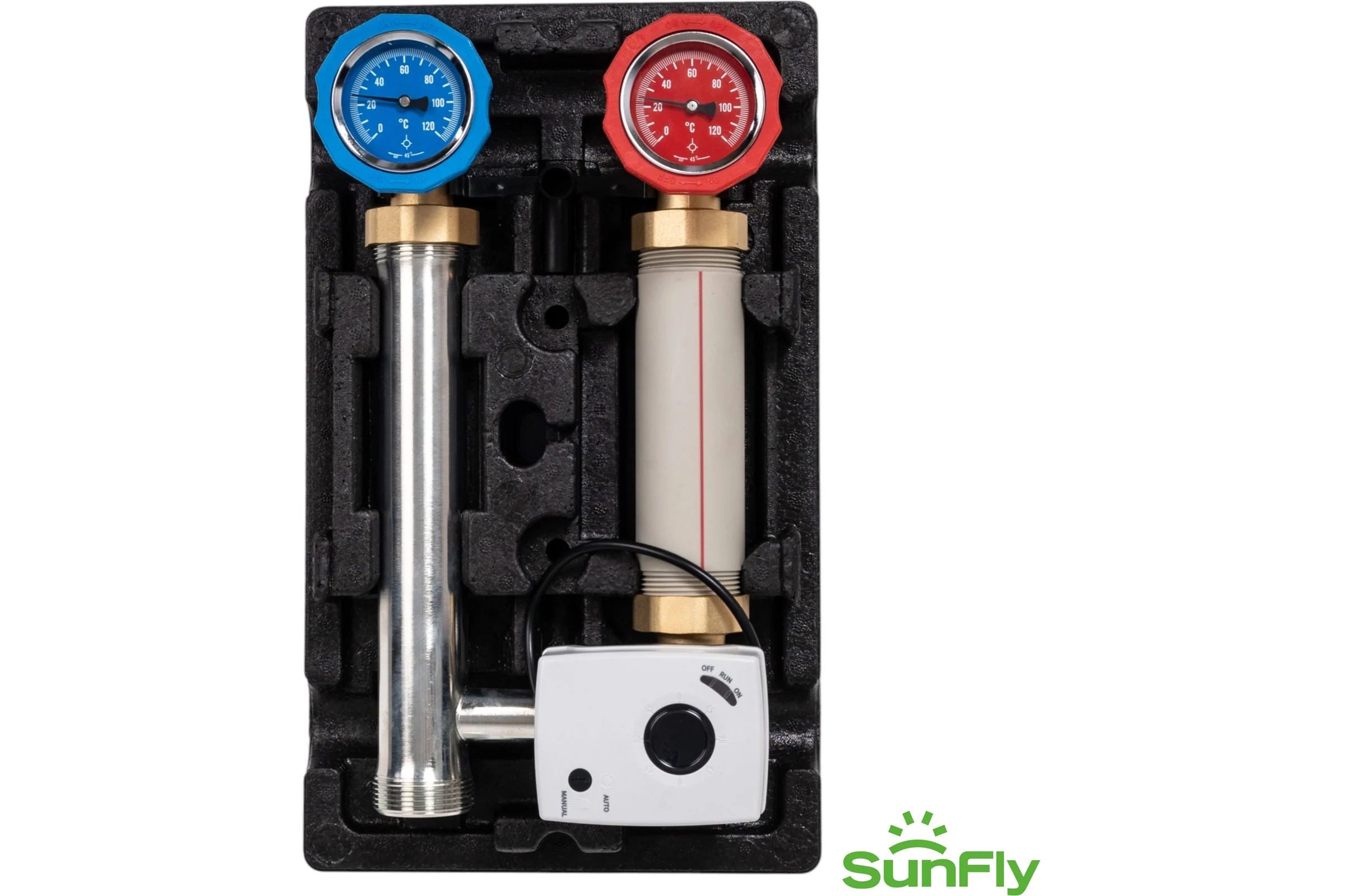 Насосная группа SUNFLY с трехходовым клапаном и сервоприводом, в теплоизоляции, без насоса 1 (XF15666A-112-180) SF0343693