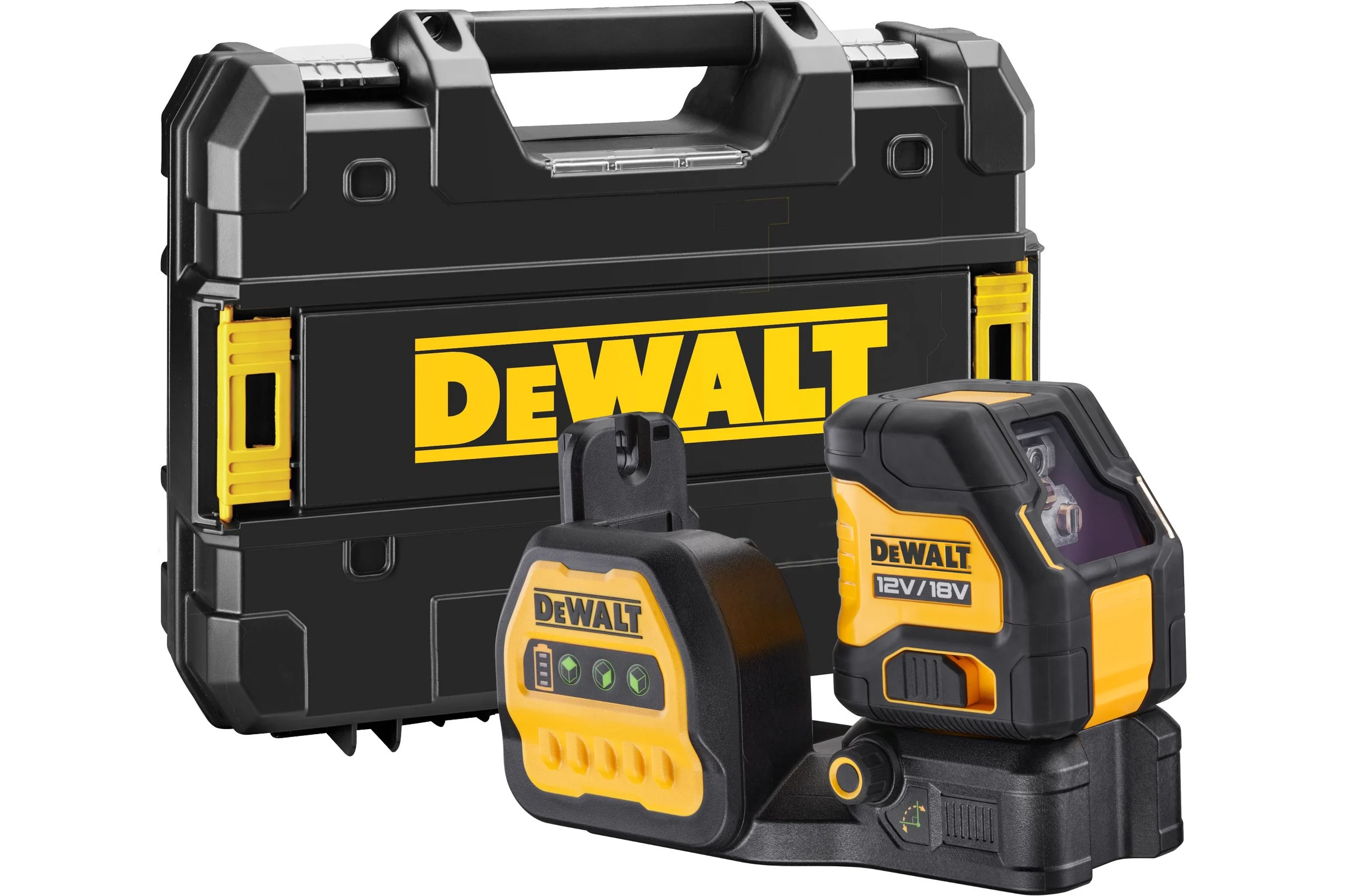 Аккумуляторный лазерный построитель плоскостей Dewalt DCE088NG18, 12/18 В, зеленый луч, 30 м, без АКБ и ЗУ, в кейсе TSTAK DCE088NG18-XJ