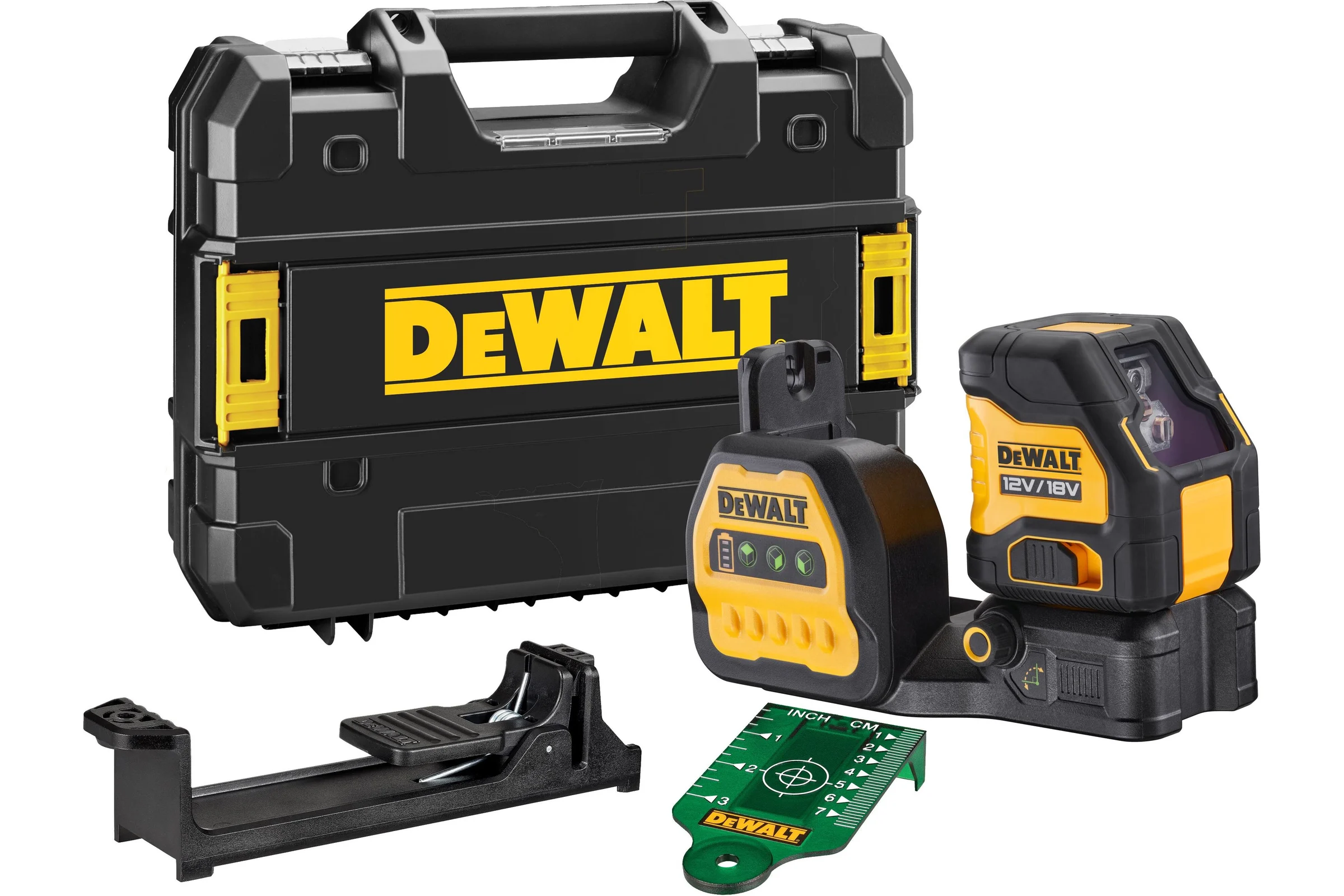 Аккумуляторный лазерный построитель плоскостей Dewalt DCE088NG18, 12/18 В, зеленый луч, 30 м, без АКБ и ЗУ, в кейсе TSTAK DCE088NG18-XJ