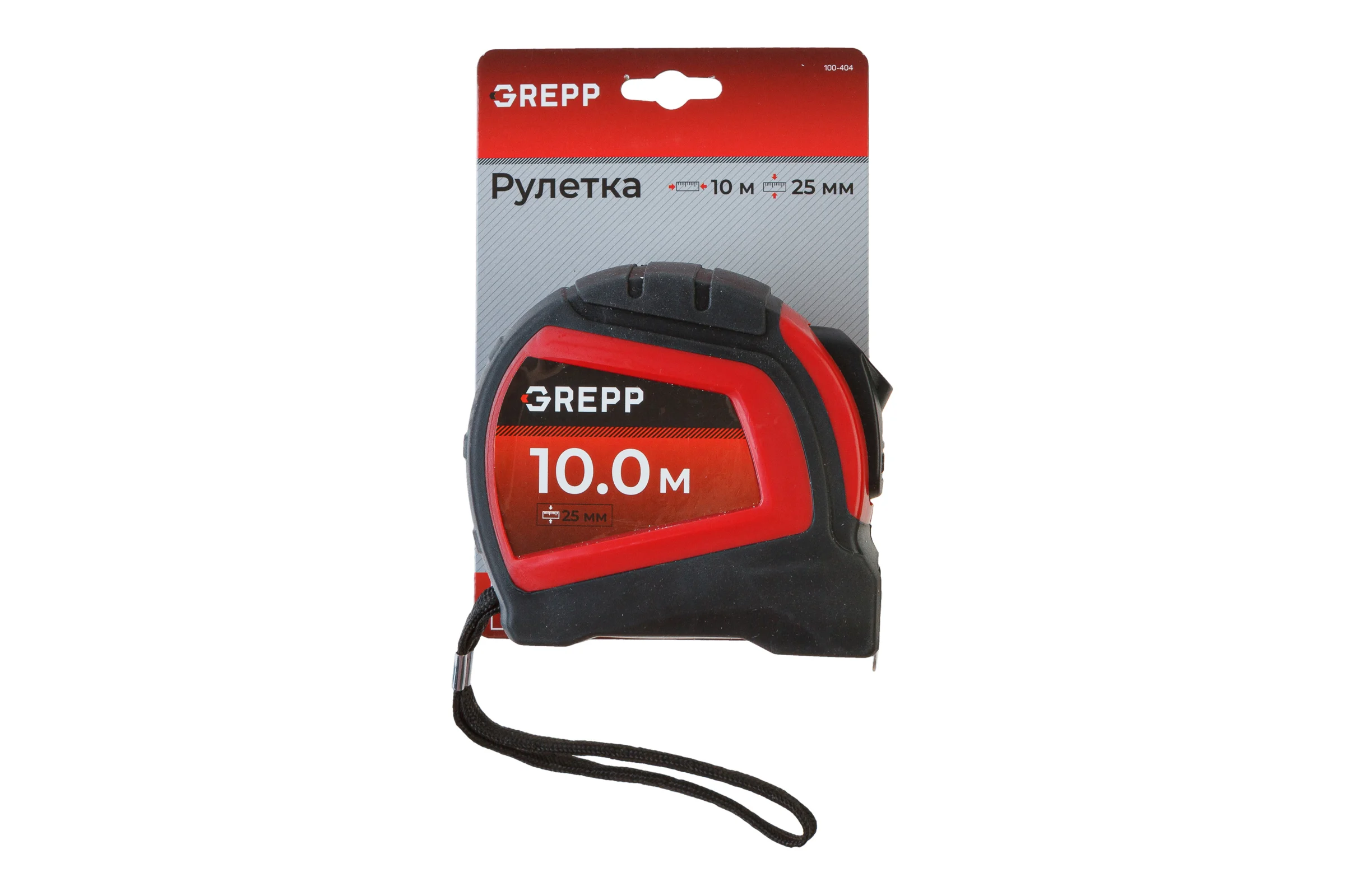 Рулетка GREPP Автостоп 10 м_25 мм /60/6 100-404