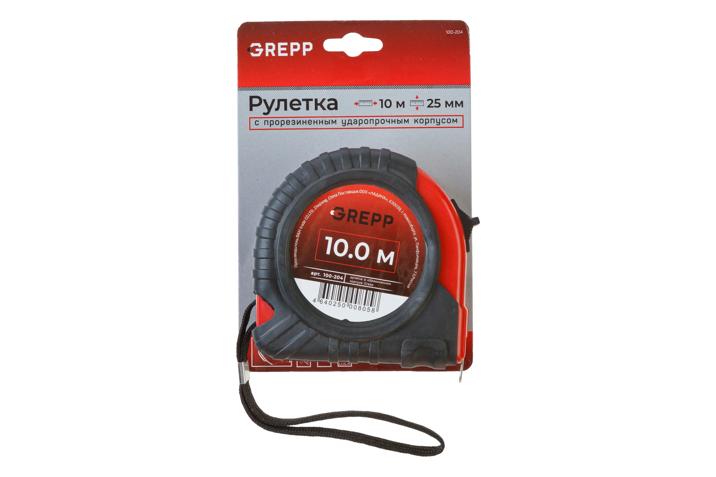 Рулетка GREPP 10 м_25 мм /60/6 100-204