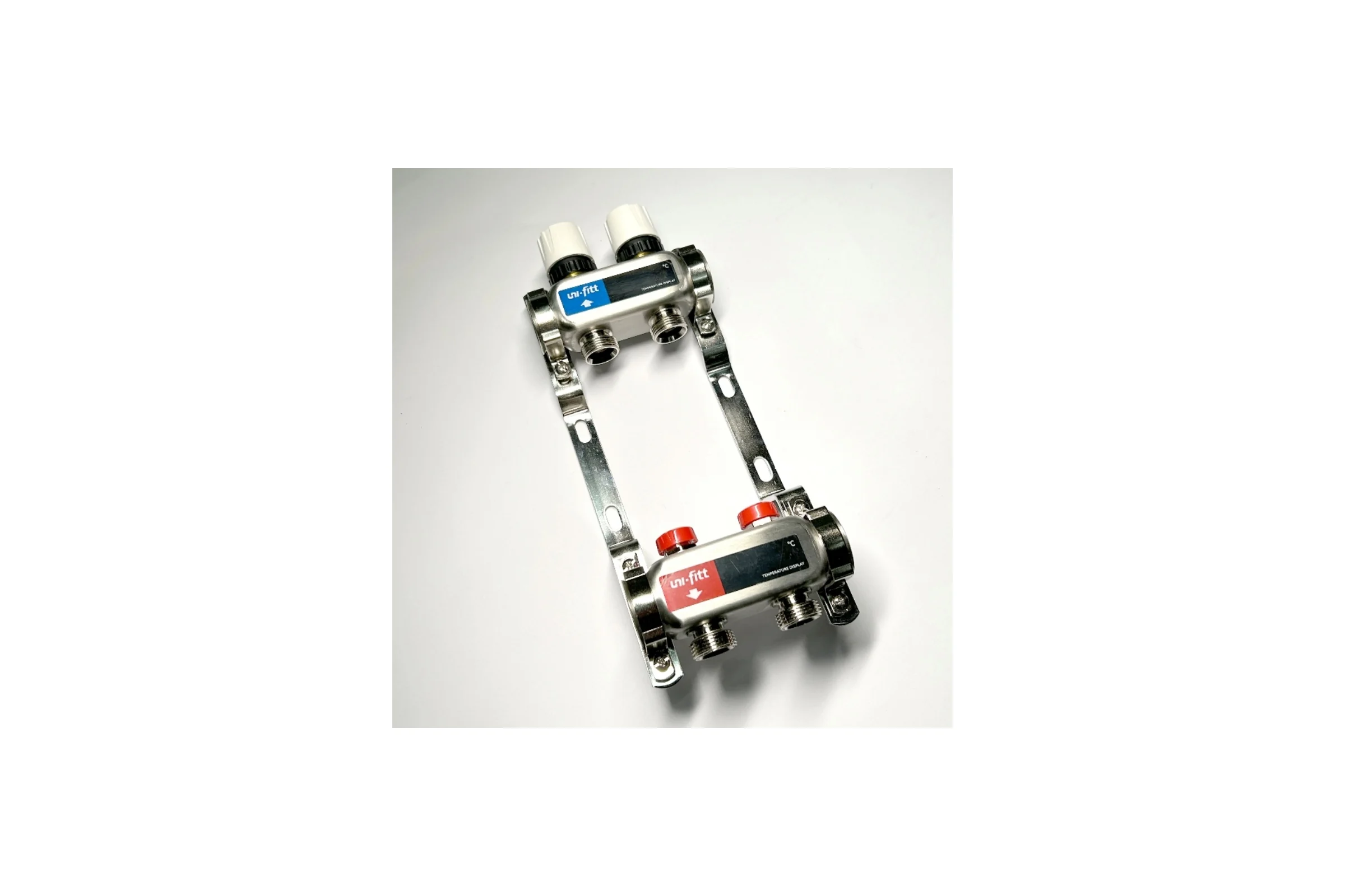 Коллекторная группа Uni-Fitt 1x2 вых 3/4 с балансировочными и термостатическими вентилями без конц, нерж. cталь 451W4302