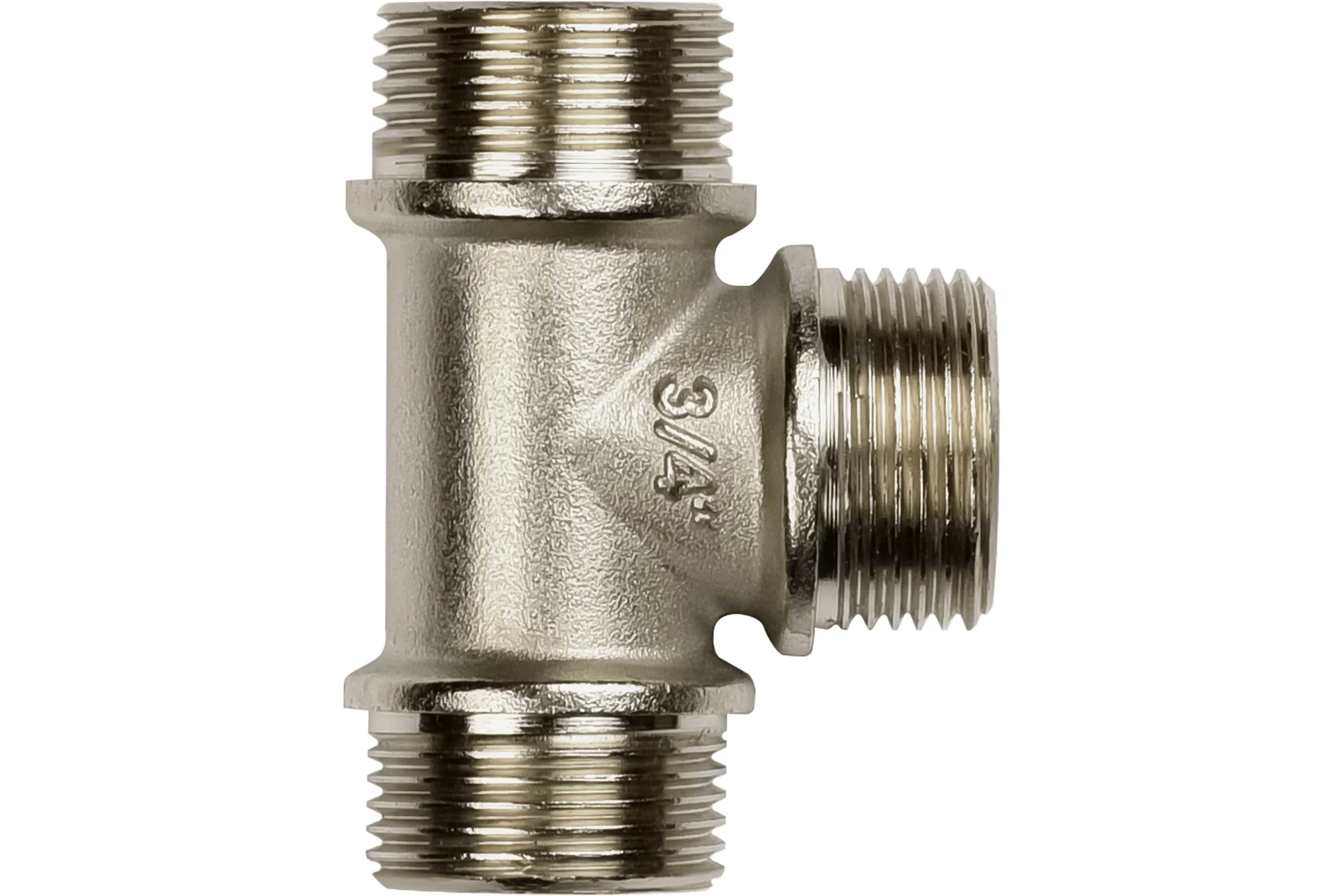 Тройник ДМЗ DN20 (3/4") НР/НР/НР латунь никель, 5 шт ДМЗ.015.20Н5
