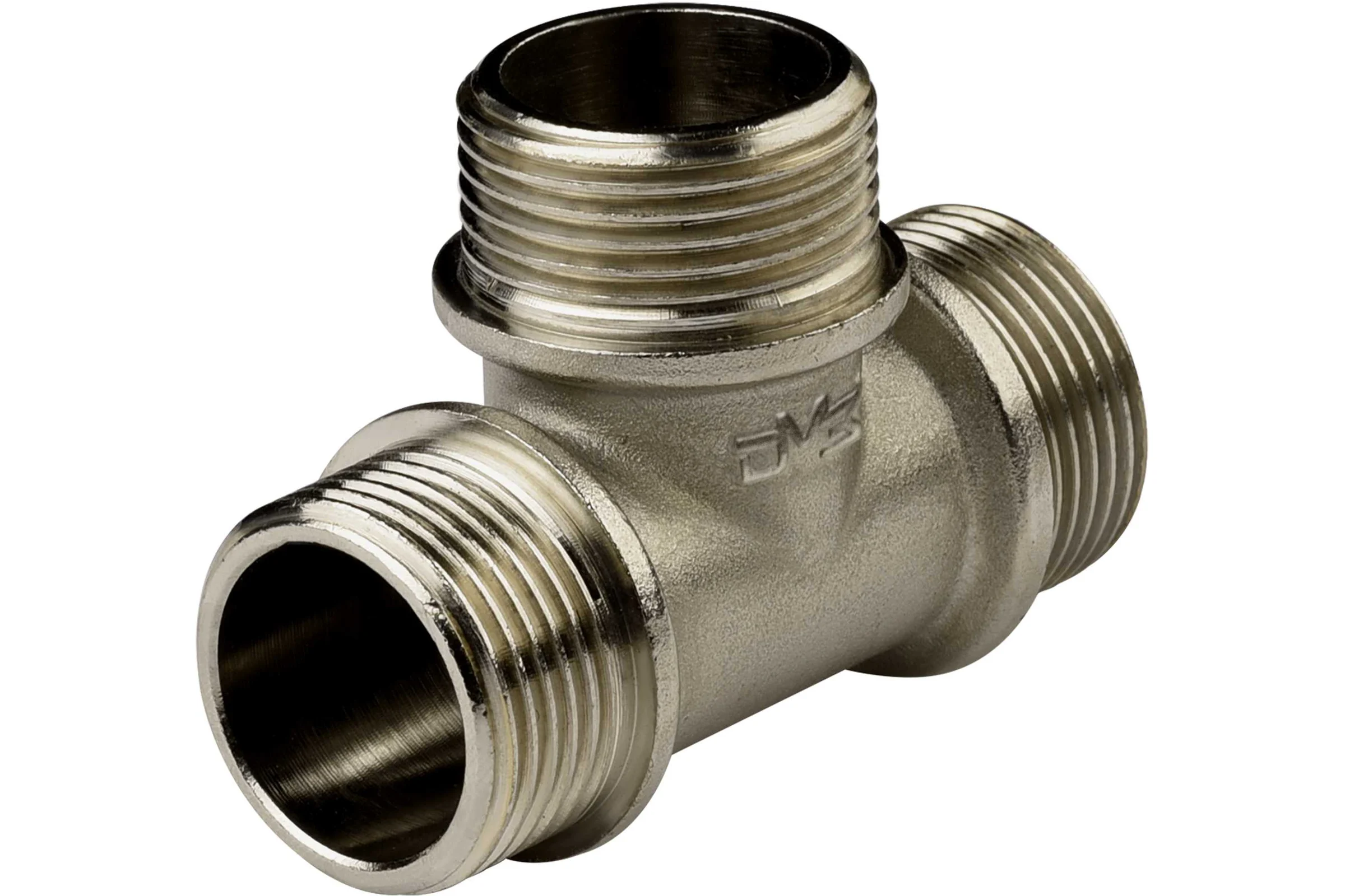 Тройник ДМЗ DN20 (3/4") НР/НР/НР латунь никель, 3 шт ДМЗ.015.20Н3