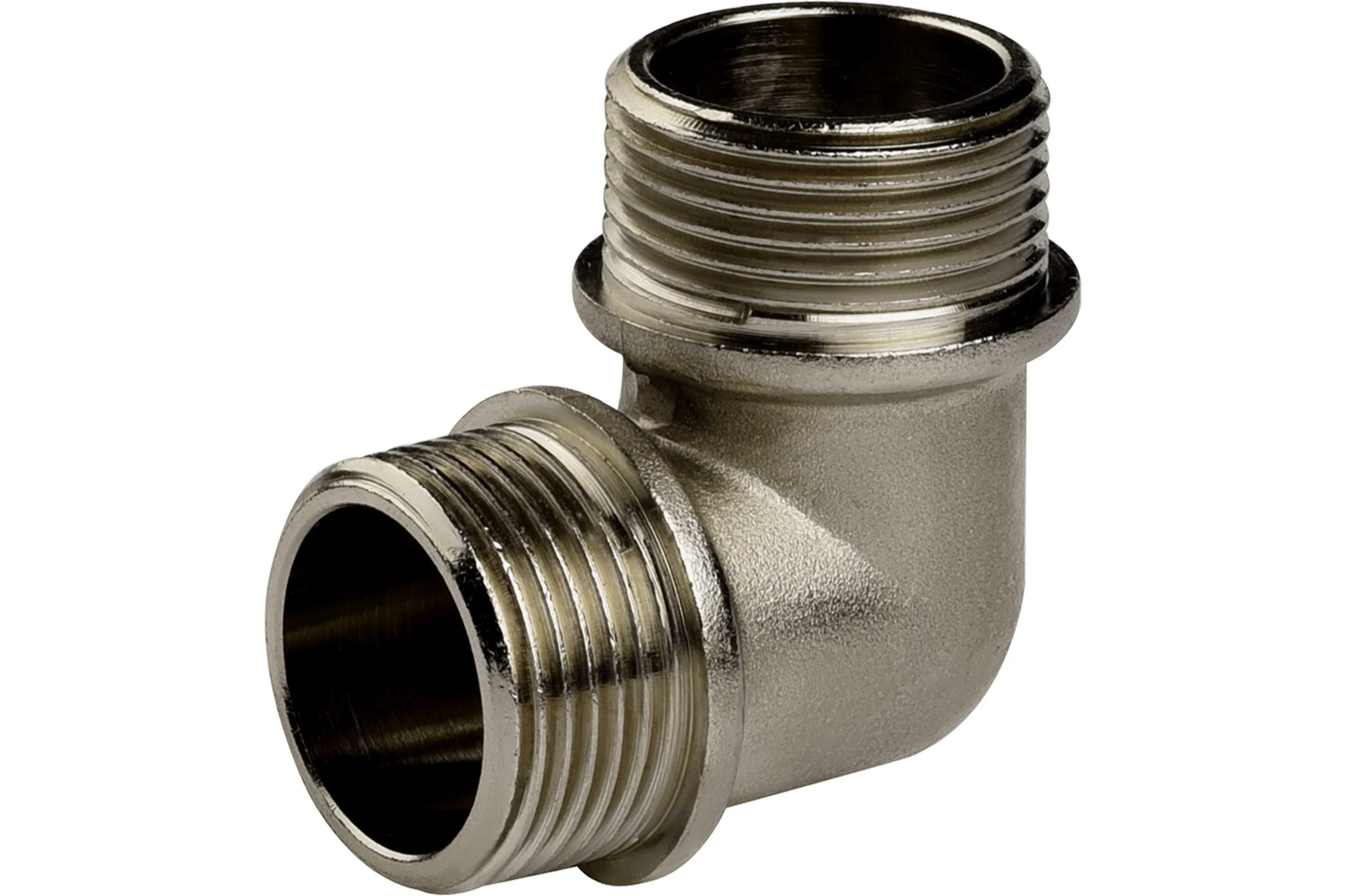 Угол ДМЗ 90 DN20 (3/4") НР/НР латунь никель, 3 шт ДМЗ.009.20Н3