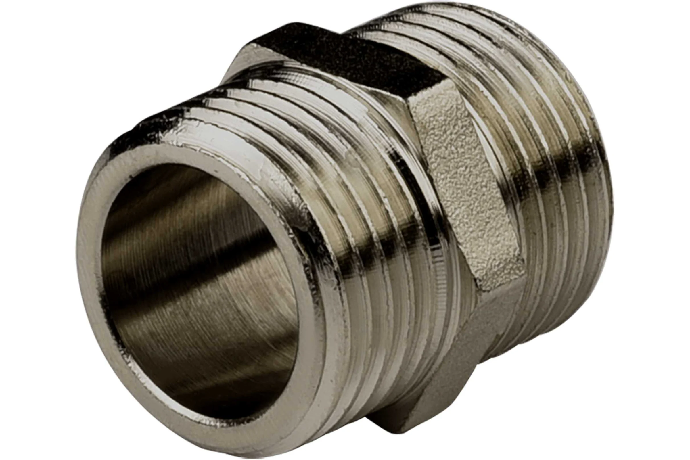 Ниппель ДМЗ DN15 (1/2") НР/НР латунь никель (упаковка 5 шт) ДМЗ.005.15Н5