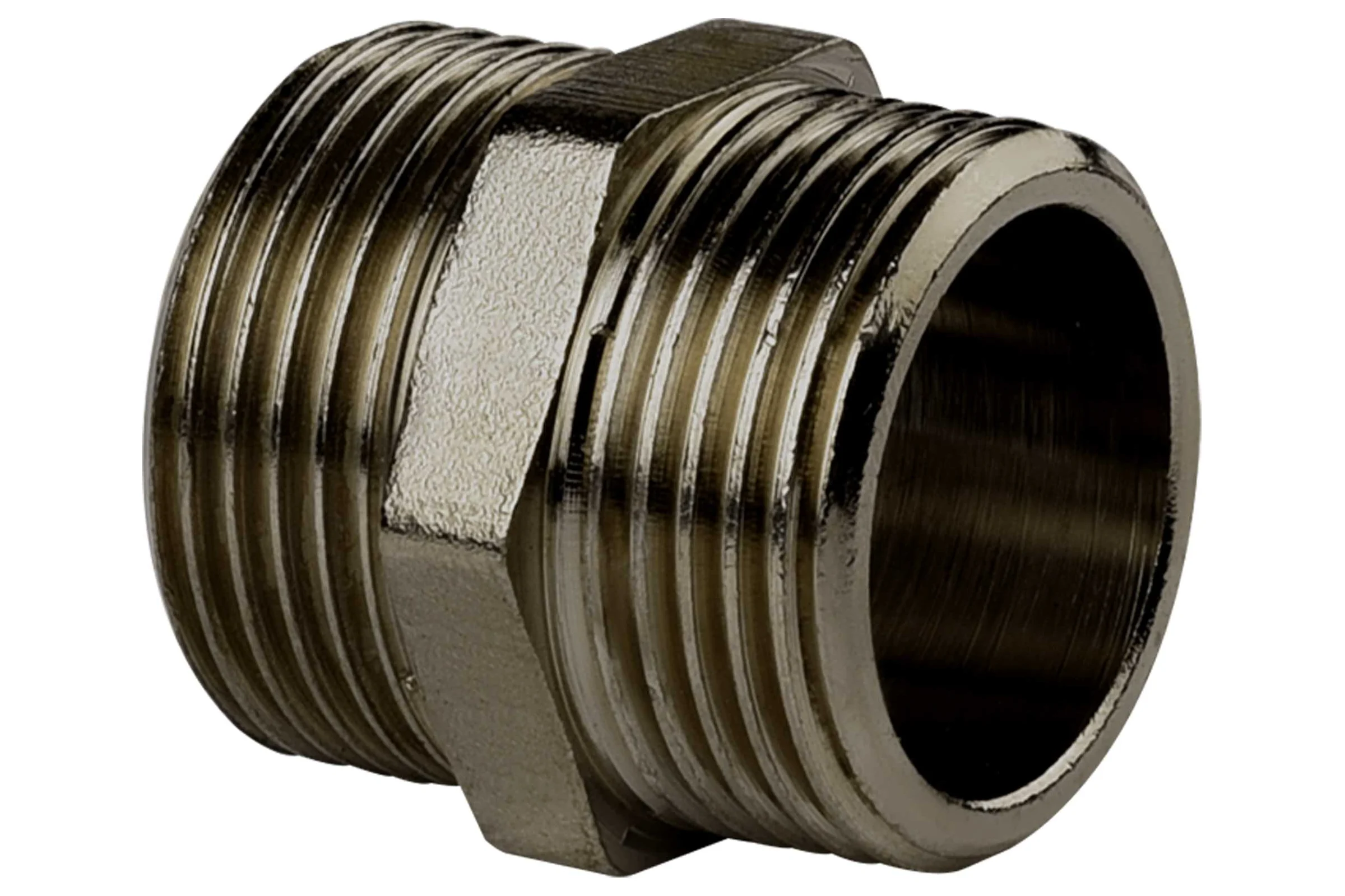 Ниппель ДМЗ DN15 (1/2") НР/НР латунь никель (упаковка 5 шт) ДМЗ.005.15Н5