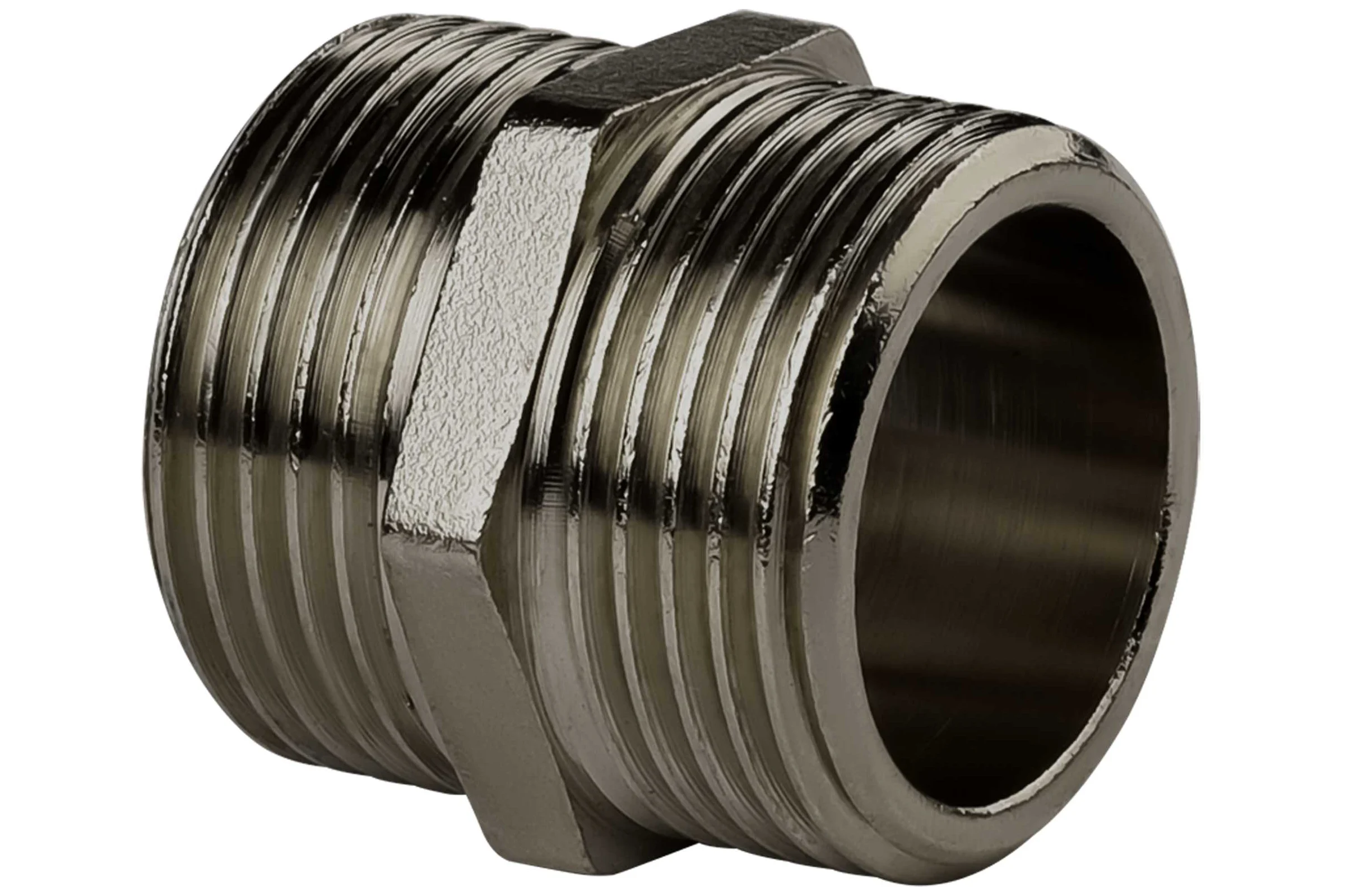 Ниппель ДМЗ DN25 (1") НР/НР латунь никель (упаковка 3 шт) ДМЗ.005.25Н3