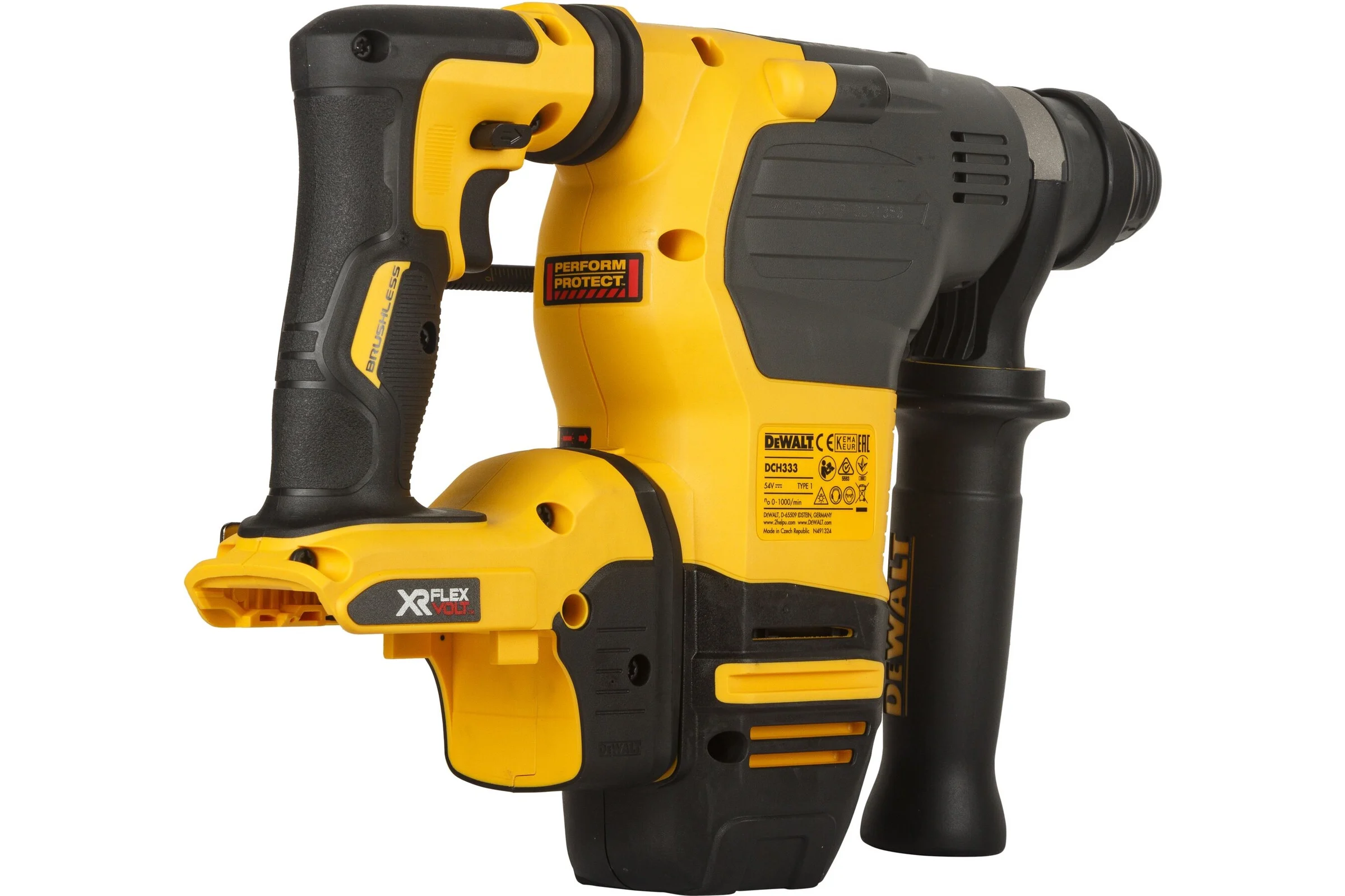 Аккумуляторный перфоратор Dewalt DCH333x2, 54 В, 3.5 Дж, 4480 уд/мин, с 2 АКБ 3 Ач и ЗУ, в кейсе TSTAK DCH333X2-QW