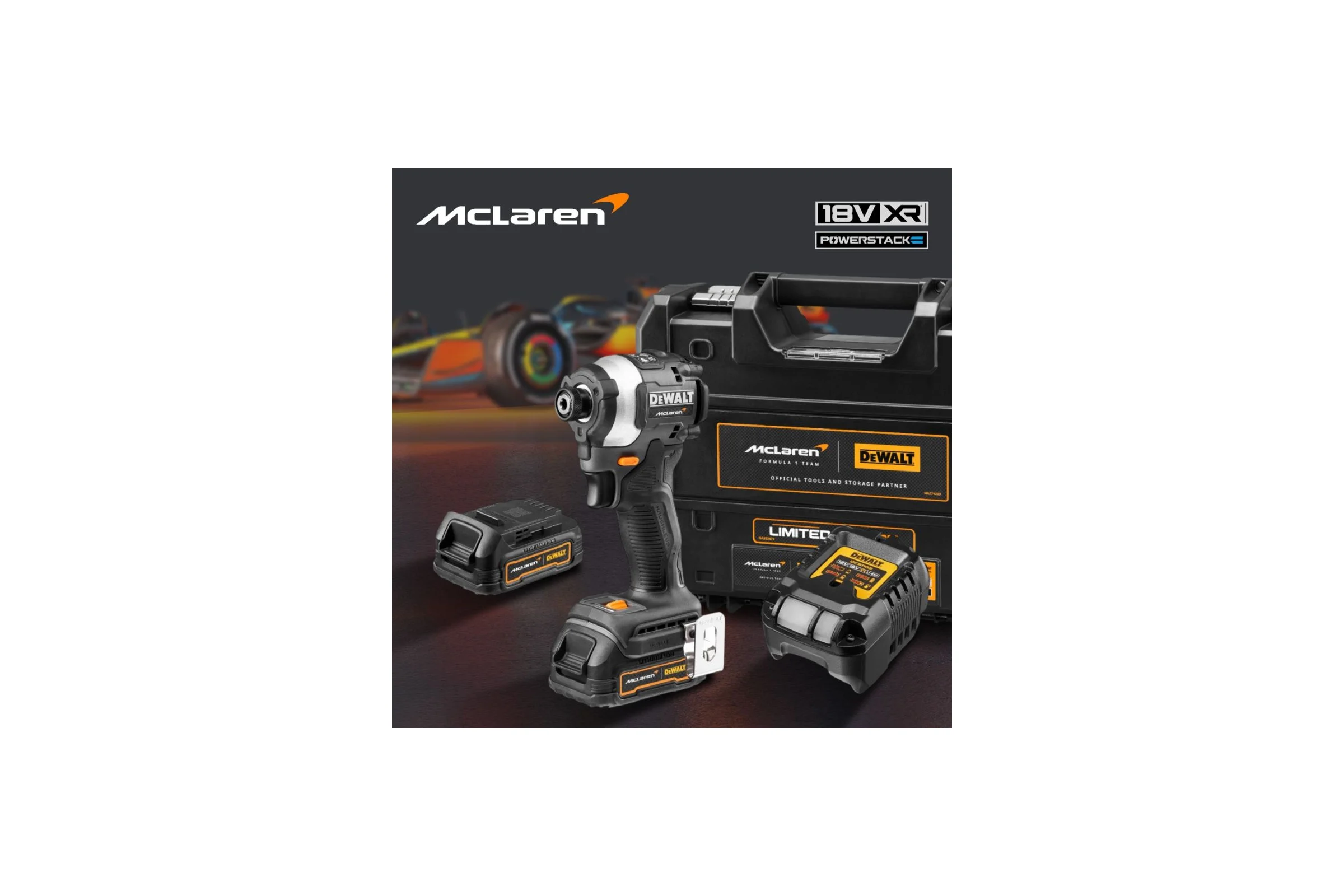 Шуруповерт Dewalt McLaren Limited Edition DCF85ME2GT, 18 В, 205 Нм, с 2 АКБ 1.7 Ач и ЗУ, в кейсе TSTAK DCF85ME2GT-QW