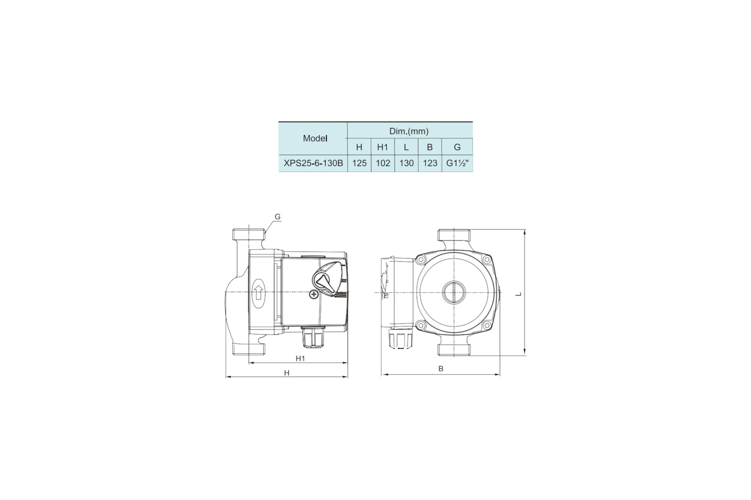 Насос циркуляционный SHIMGE XPS-B 25-6-130 (1x220В; 0,10кВт), с гайками, L130 10110100290