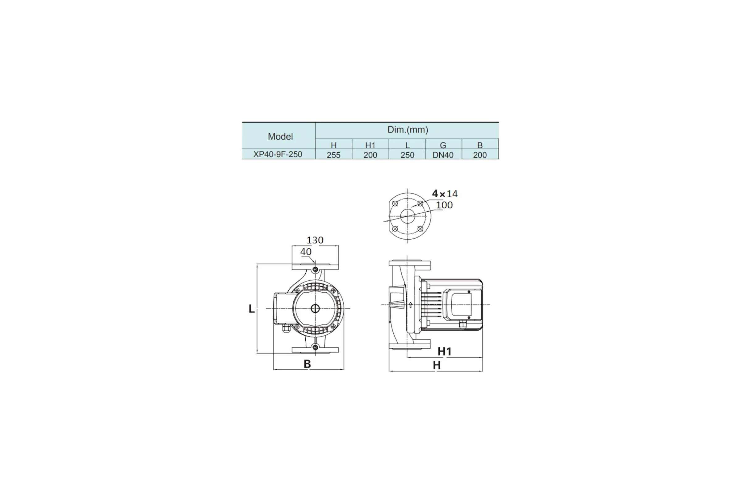 Насос циркуляционный SHIMGE XP-F 40-9-250 A (3x380В; 0,50кВт) 10110100370