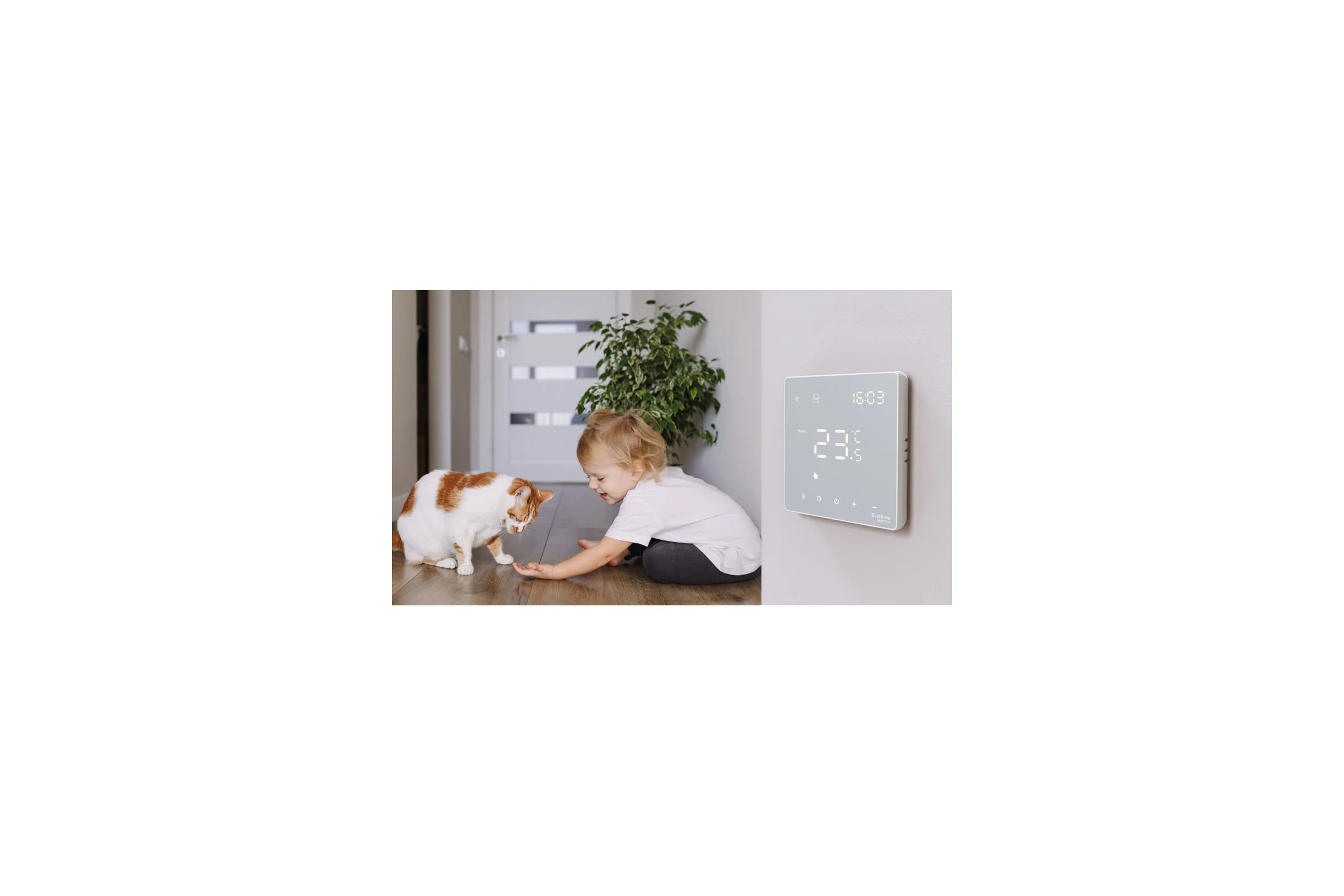 Термостат Wi-Fi электронный для теплого пола Systeme Electric ARTGALLERY, 16 A, в сборе, БЕЛЫЙ GAL000138