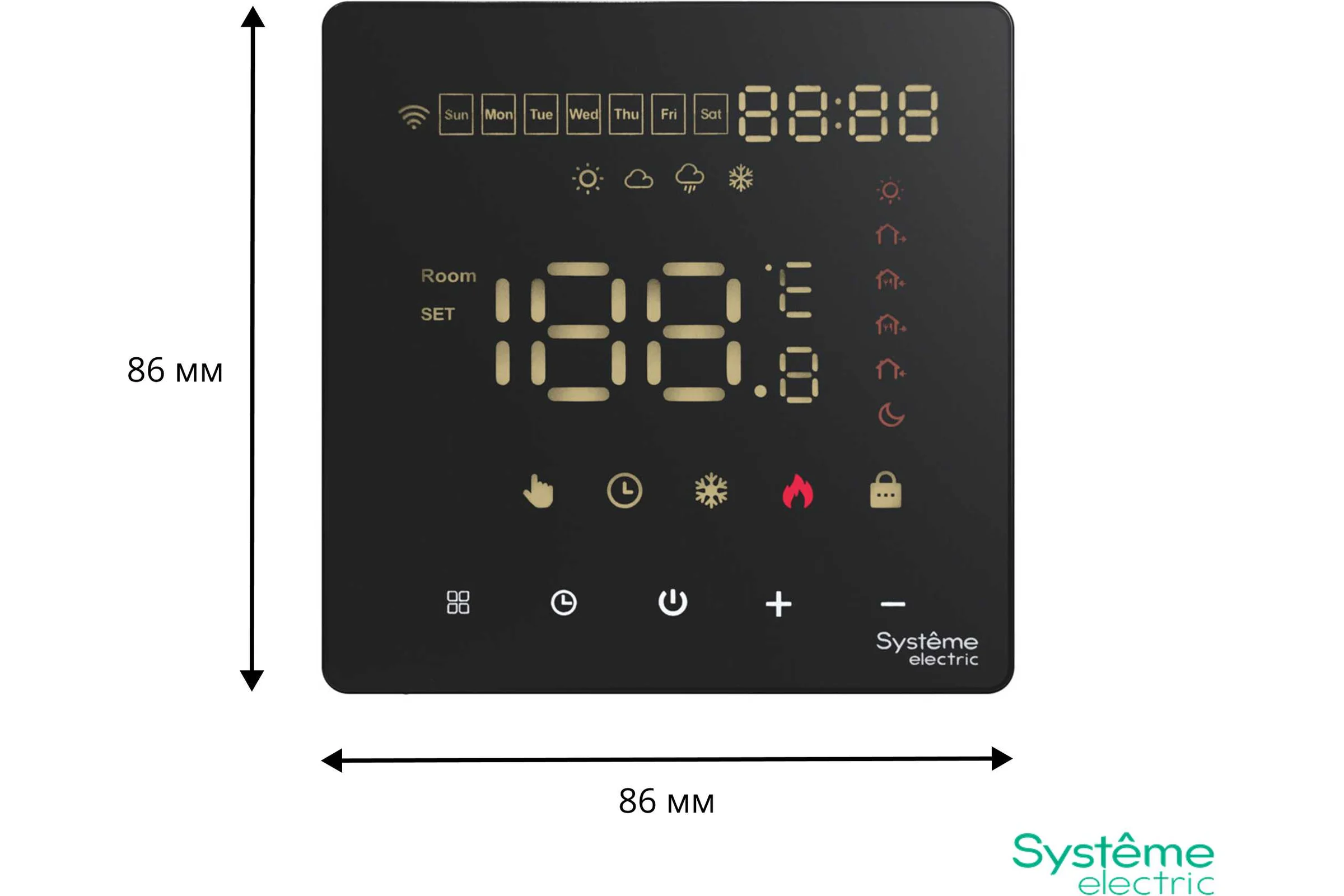 Термостат Wi-Fi электронный для теплого пола Systeme Electric ARTGALLERY, 16 A, в сборе, ЧЁРНЫЙ GAL001038
