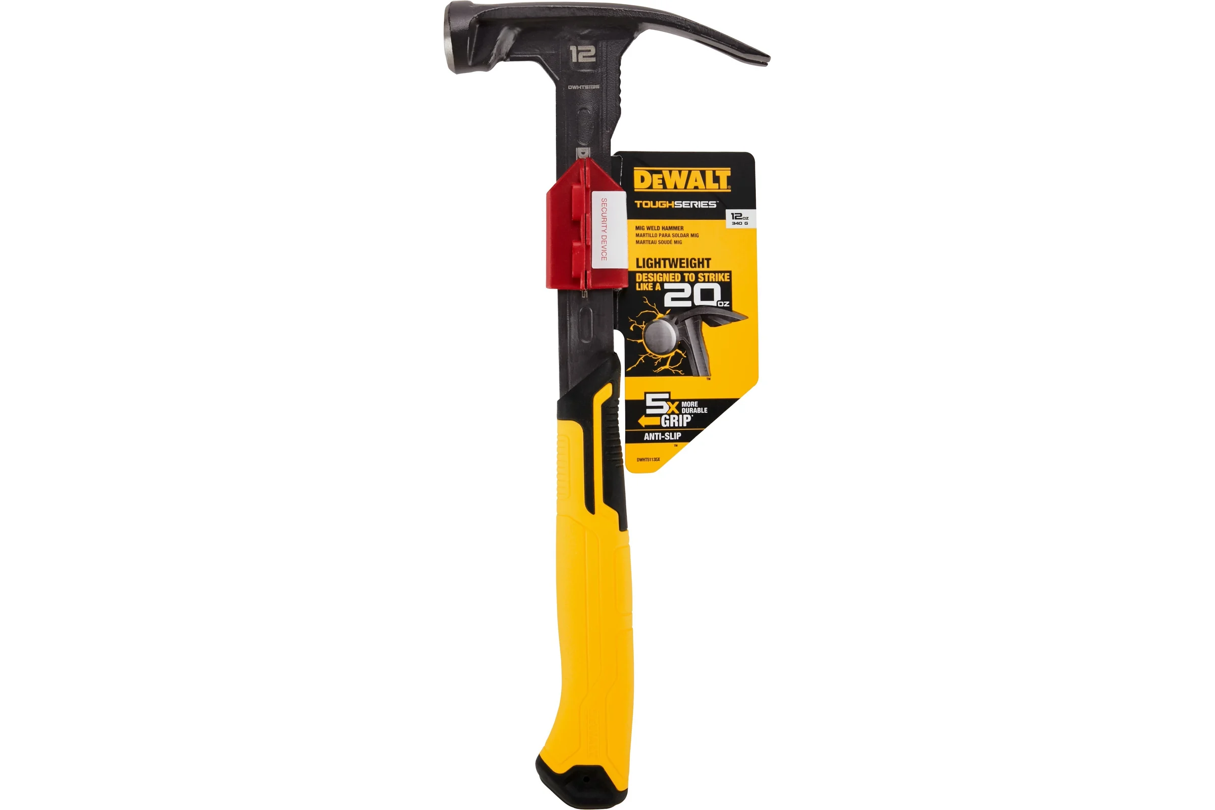 Молоток с прямым заострённым гвоздодёром Dewalt TOUGHSERIES, облегчённый 340 г. DWHT51135-0