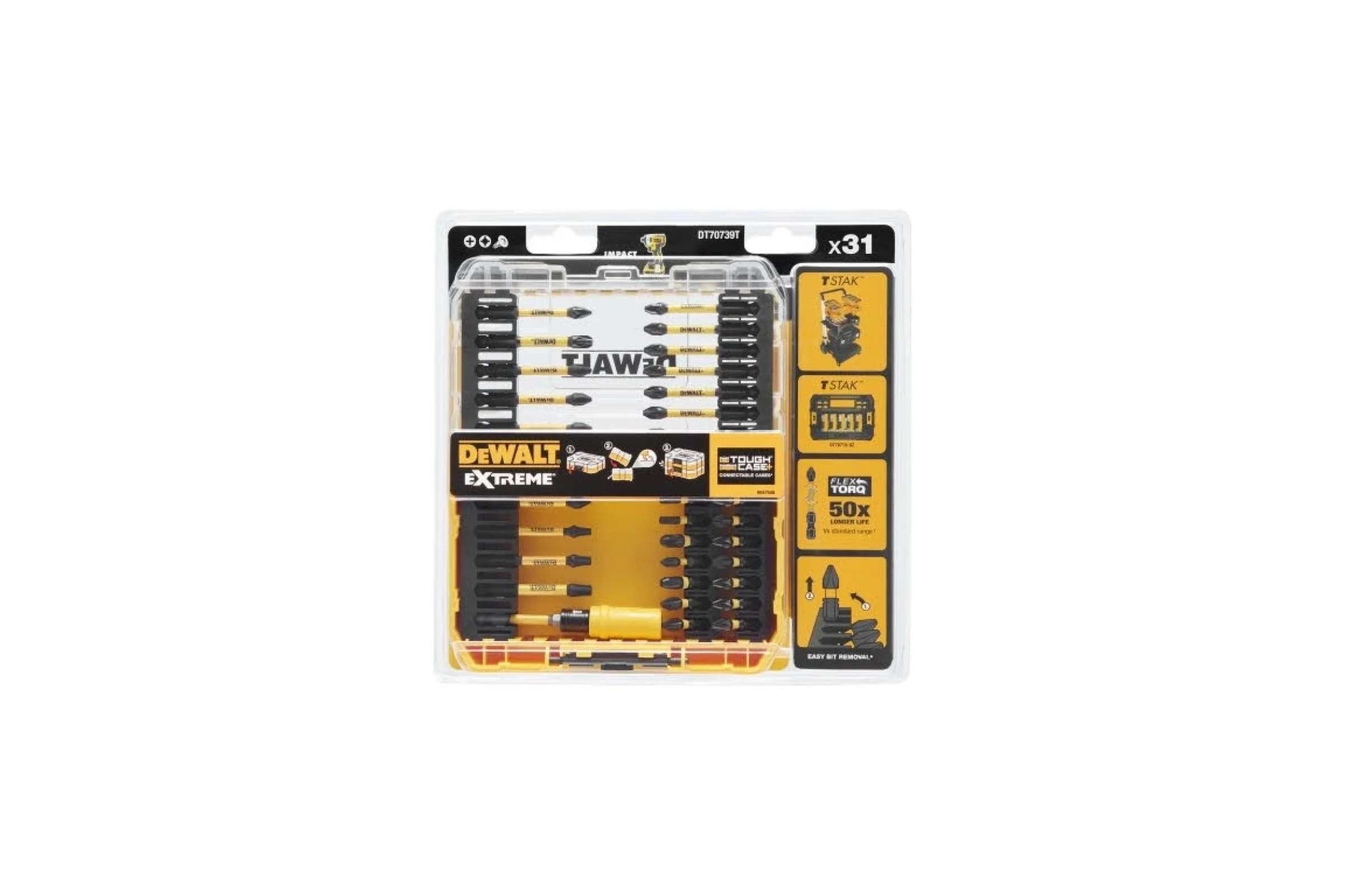Набор бит и насадок в кейсе DEWALT DT70739T, FLEXTORQ 31 предмет DT70739T-QZ