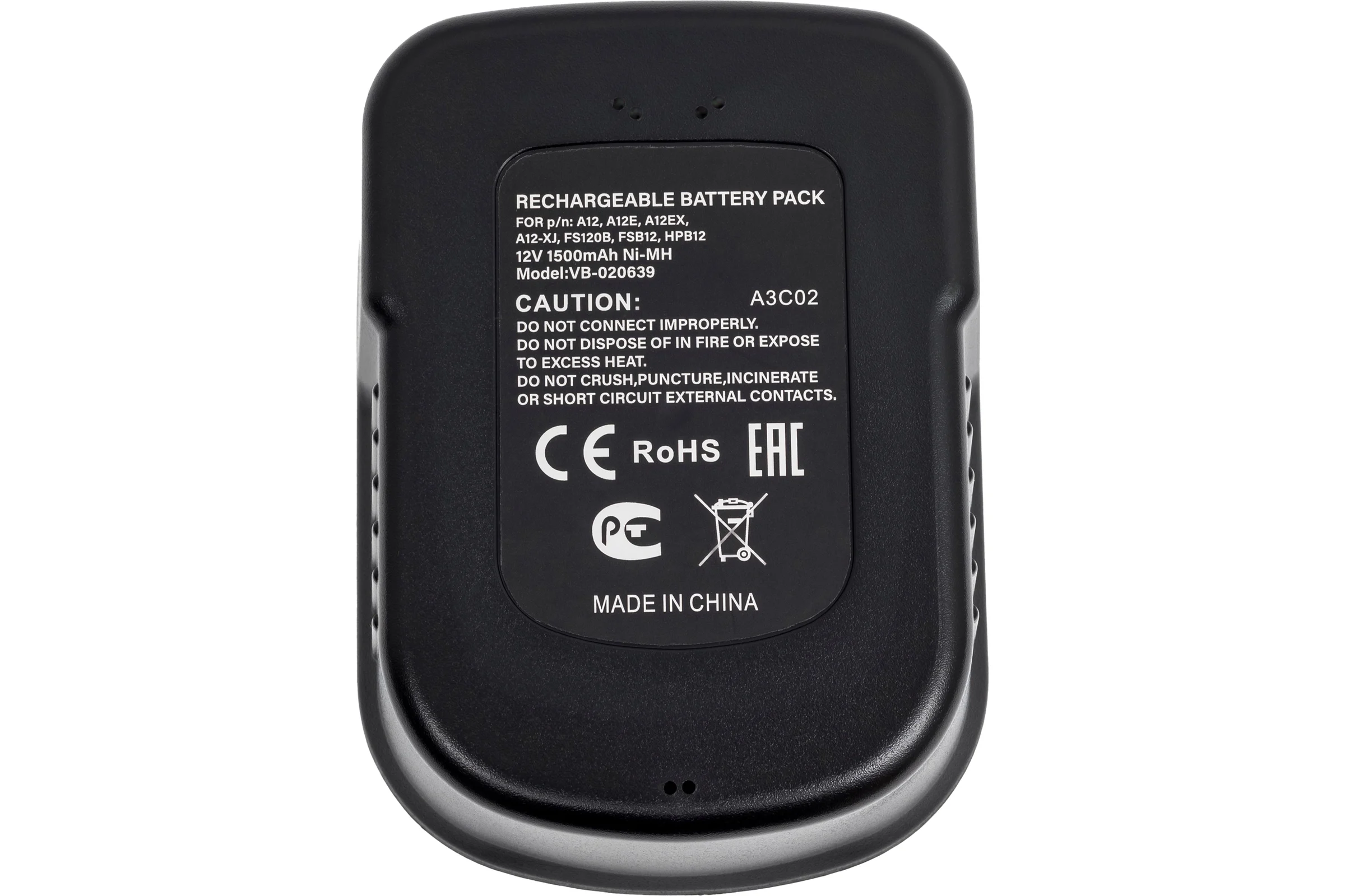 Аккумулятор AMPERIN для Black & Decker (p/n: A12, A12E, A12EX, A12-XJ, FS120B, FSB12, HPB12) 1.5Ah 12V 020639