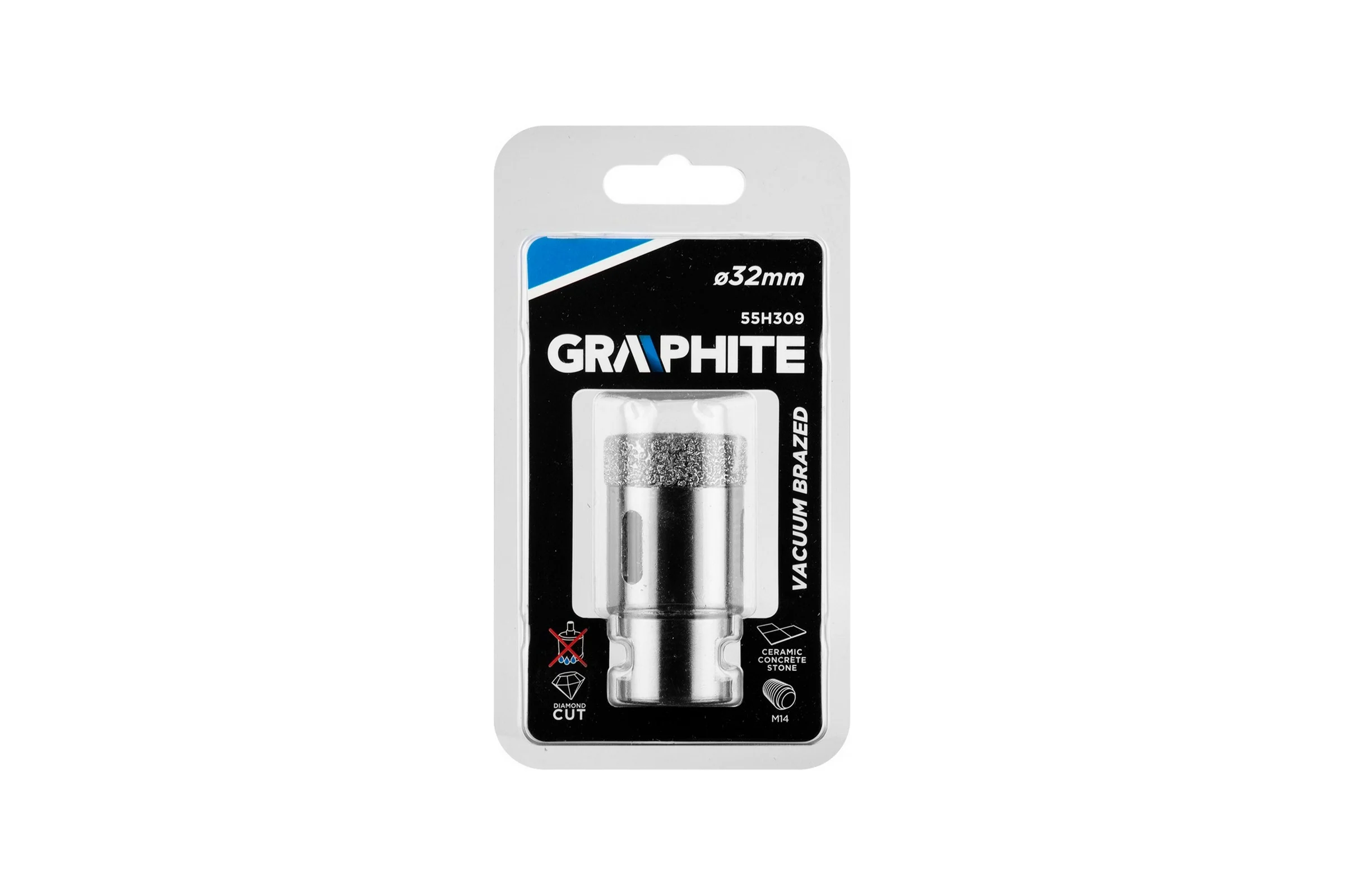 Коронка алмазная вакуумная пайка 32 мм, M14 GRAPHITE 55H309