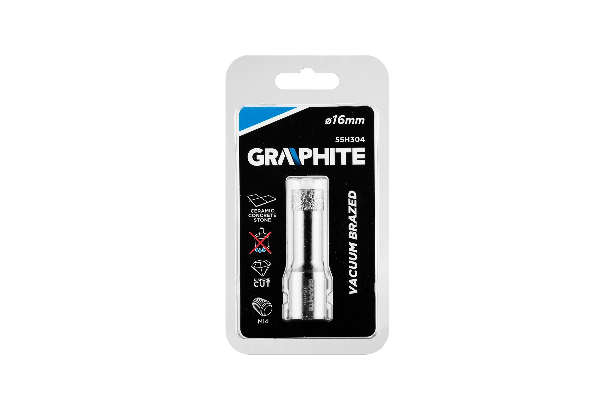 Коронка алмазная вакуумная пайка 16 мм, M14 GRAPHITE 55H304