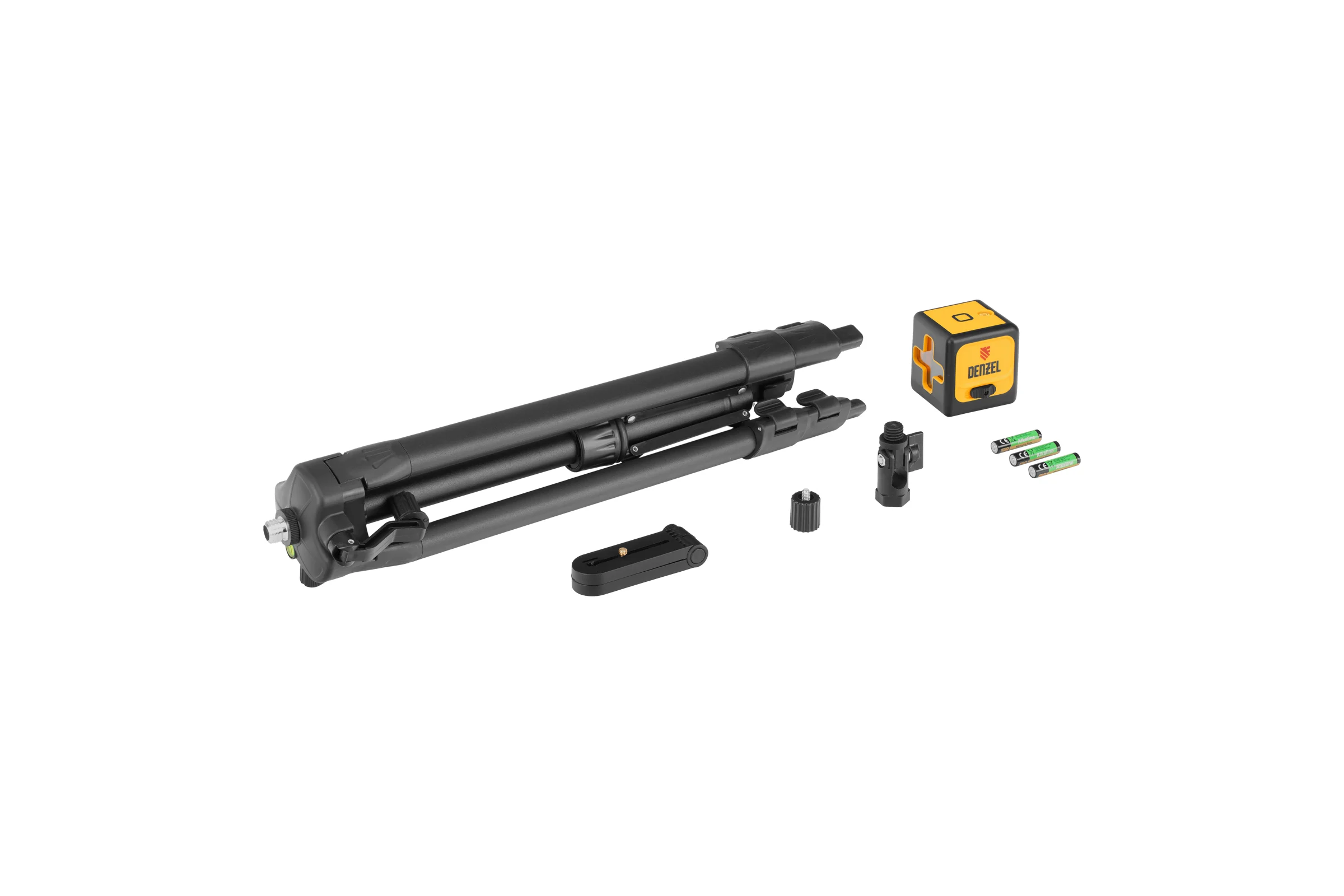 Лазерный уровень Denzel DQB-T, 30 м, зеленый луч, батарейки, штатив 350165