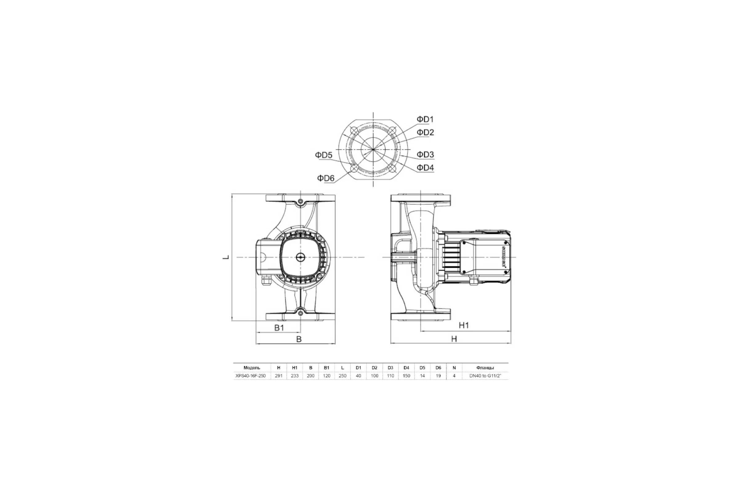 Насос циркуляционный Shimge XPS-F 40-16-250 (3x380В; 1,00кВт) 10110100410