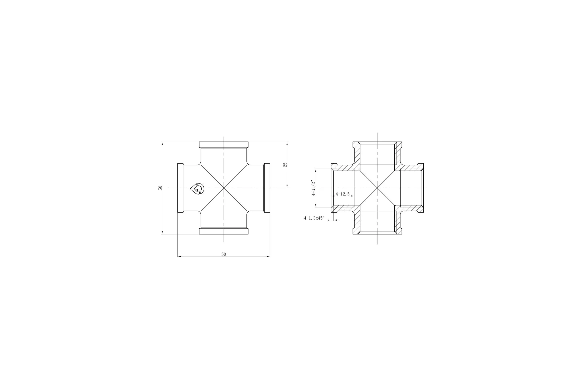 Крестовина AV Engineering 1/2 вн.-вн.-вн.-вн., (инд. упак.) AVE312001