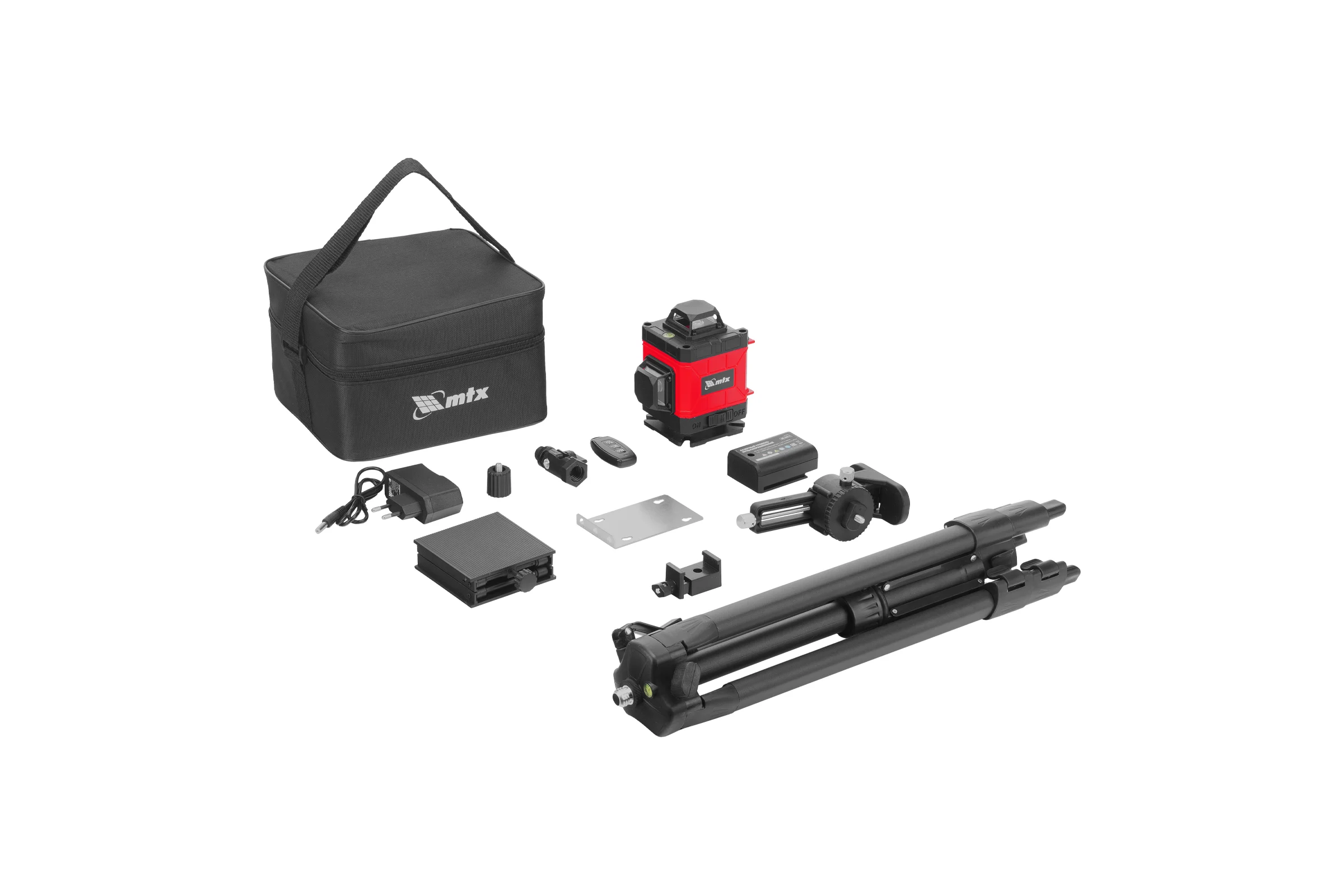 Лазерный уровень м-призм MTX ML 360-4 Pro SET, 30 м, акк. Li 3000 мАч, состоит из 2 частей 350845