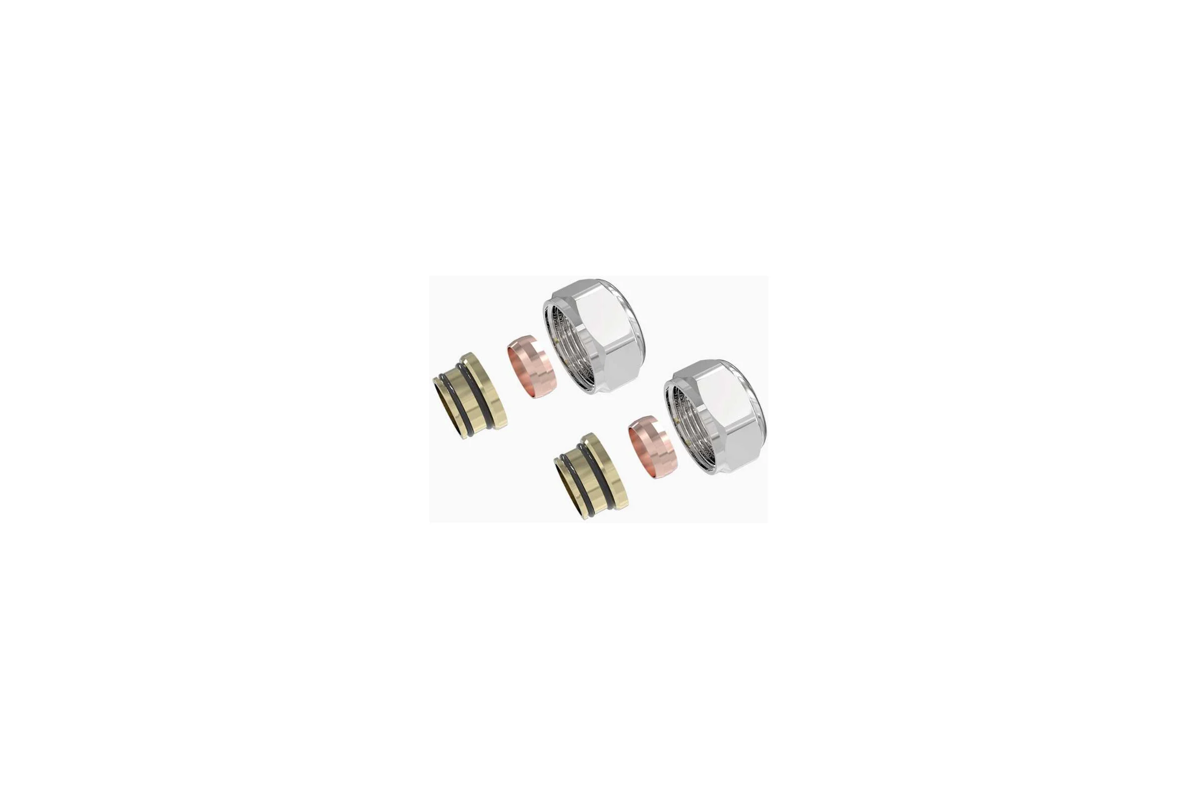 Соединители евроконус VIVALDO 3/4x15 мм, 2 шт, хром EC15-CR