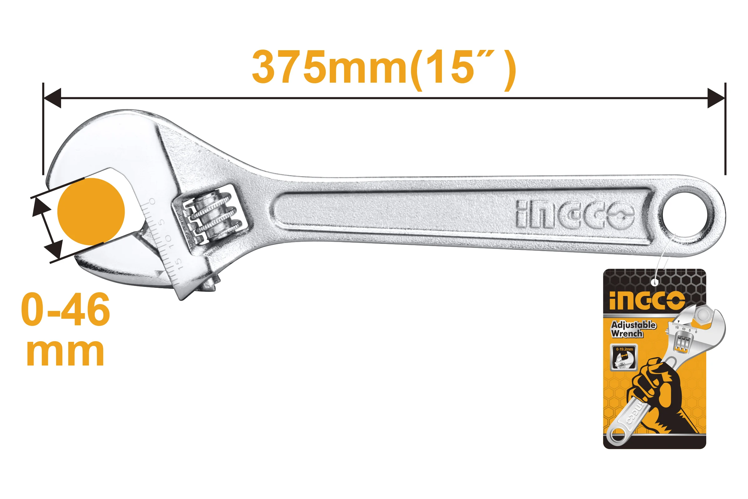 Разводной ключ INGCO 375 мм HADW131152
