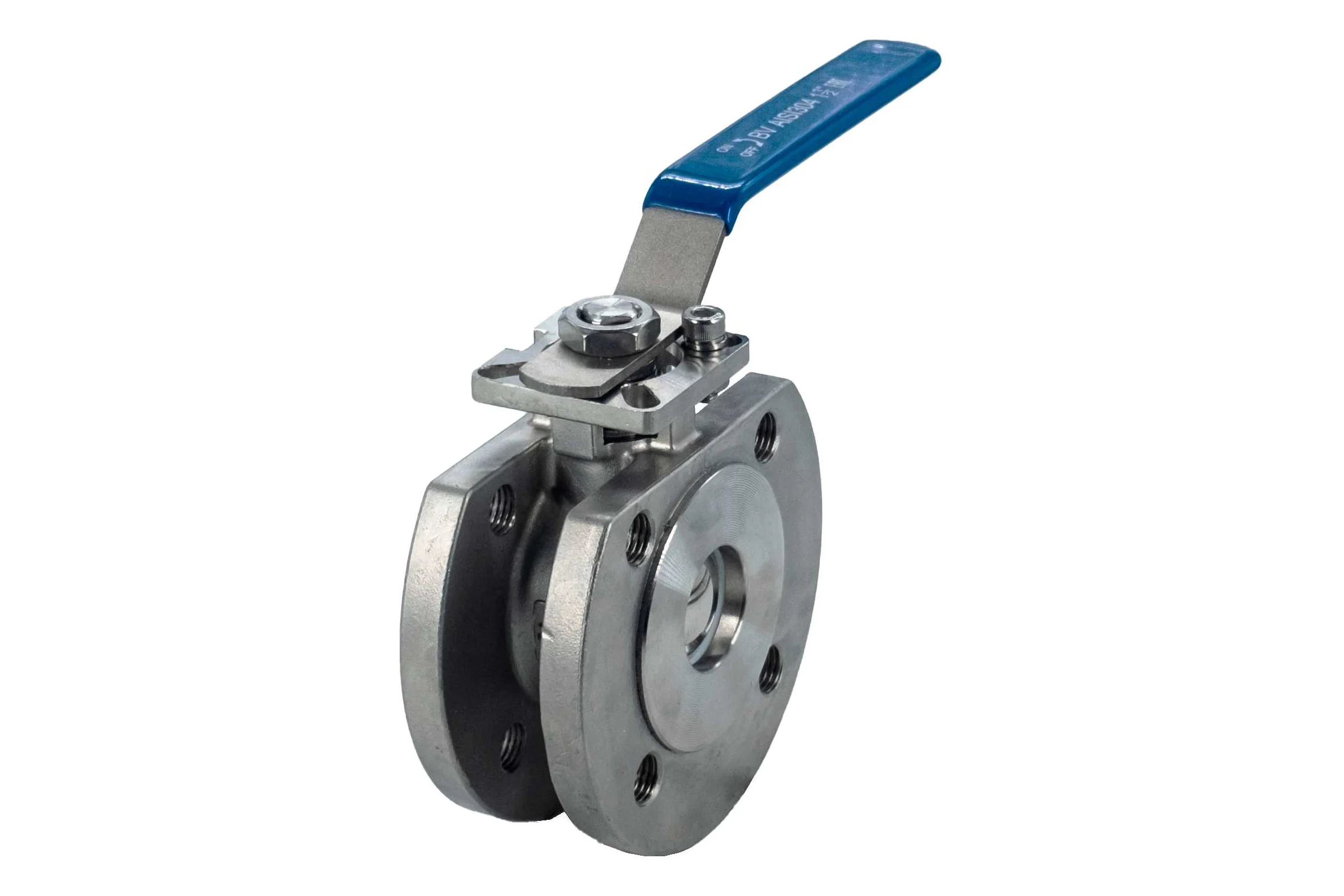 Кран шаровый межфланцевый под привод NEWKEY (1PC) нержавеющий, AISI304 DN40 (1_1/2"), (CF8), PN16 NK-BIFp40/4